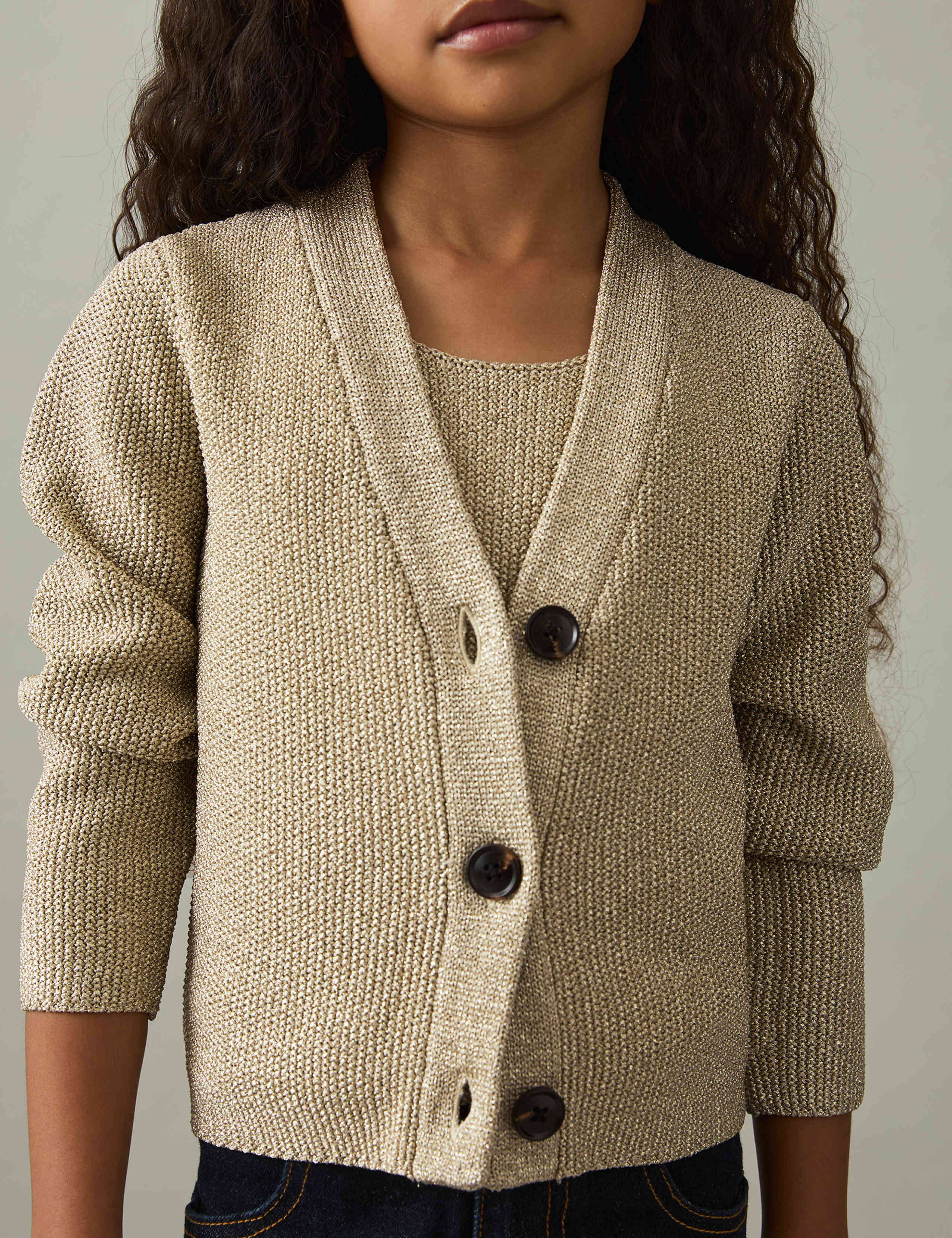 Sparkly Knitted V-Neck Cardigan (4-14 Yrs)