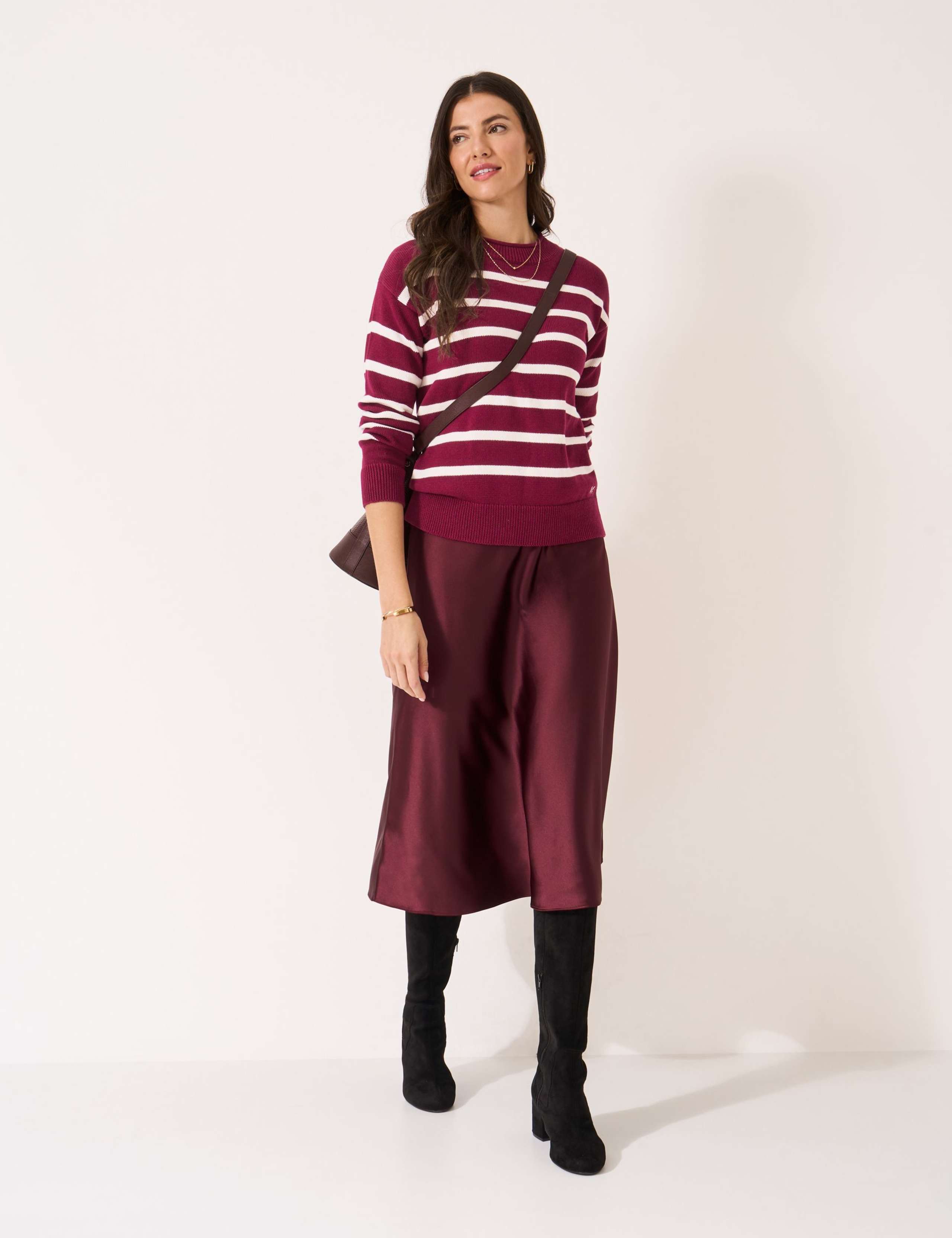 Pure Cotton Striped Crew Neck Jumper