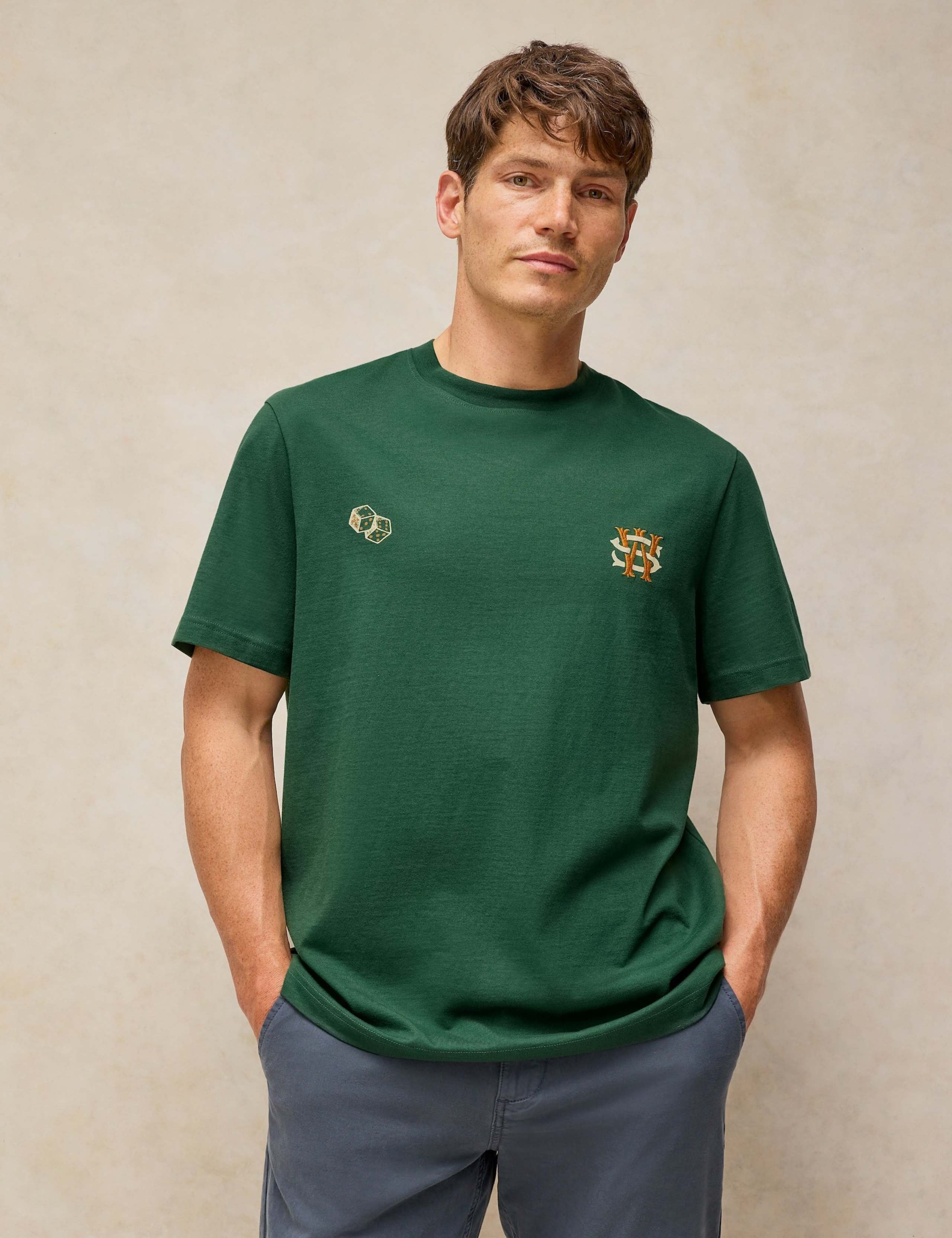 Pure Cotton Embroidered Crew Neck T-Shirt
