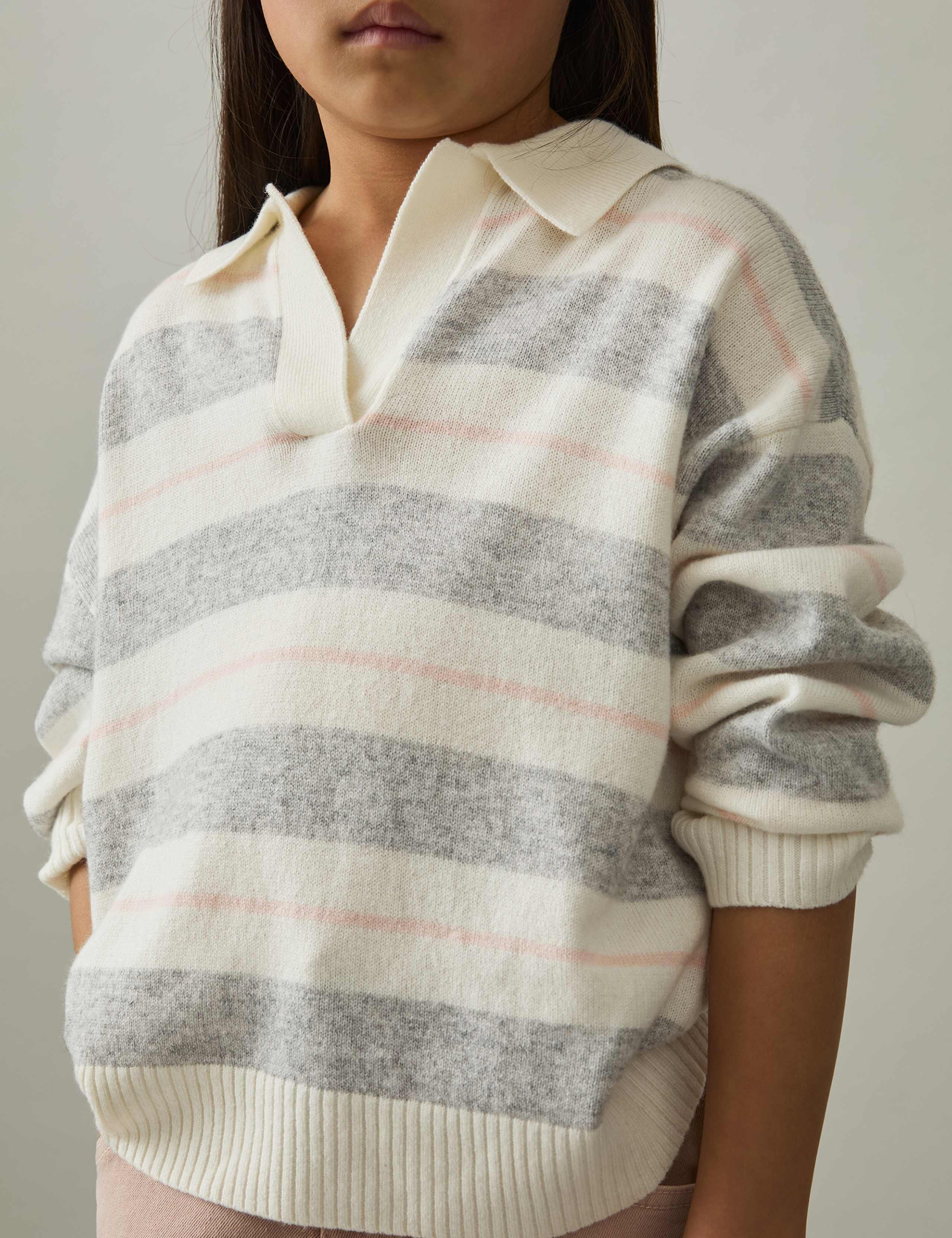 Wool Blend Striped Collared Jumper (4-14 Yrs)