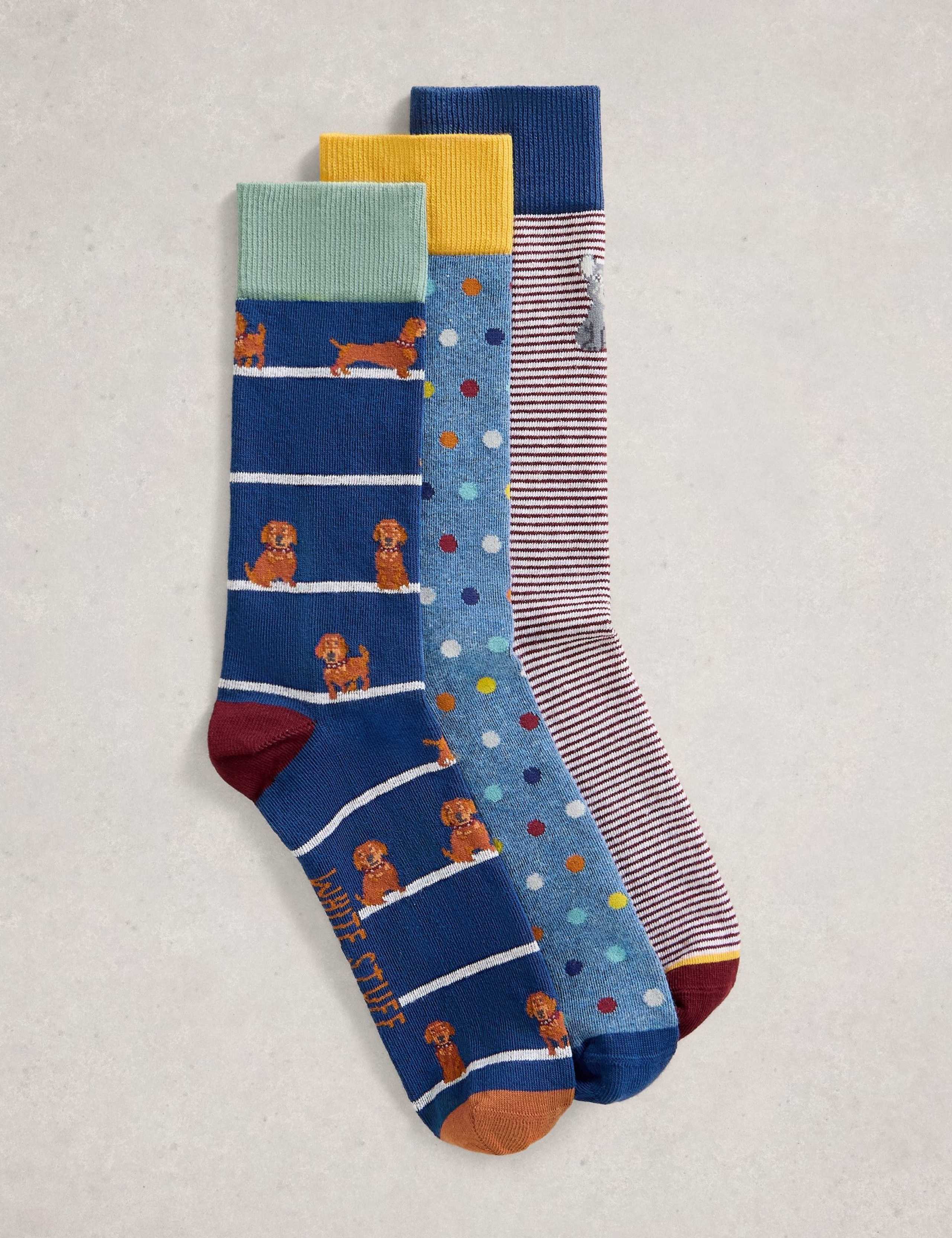 3pk Dog Cotton Rich Socks