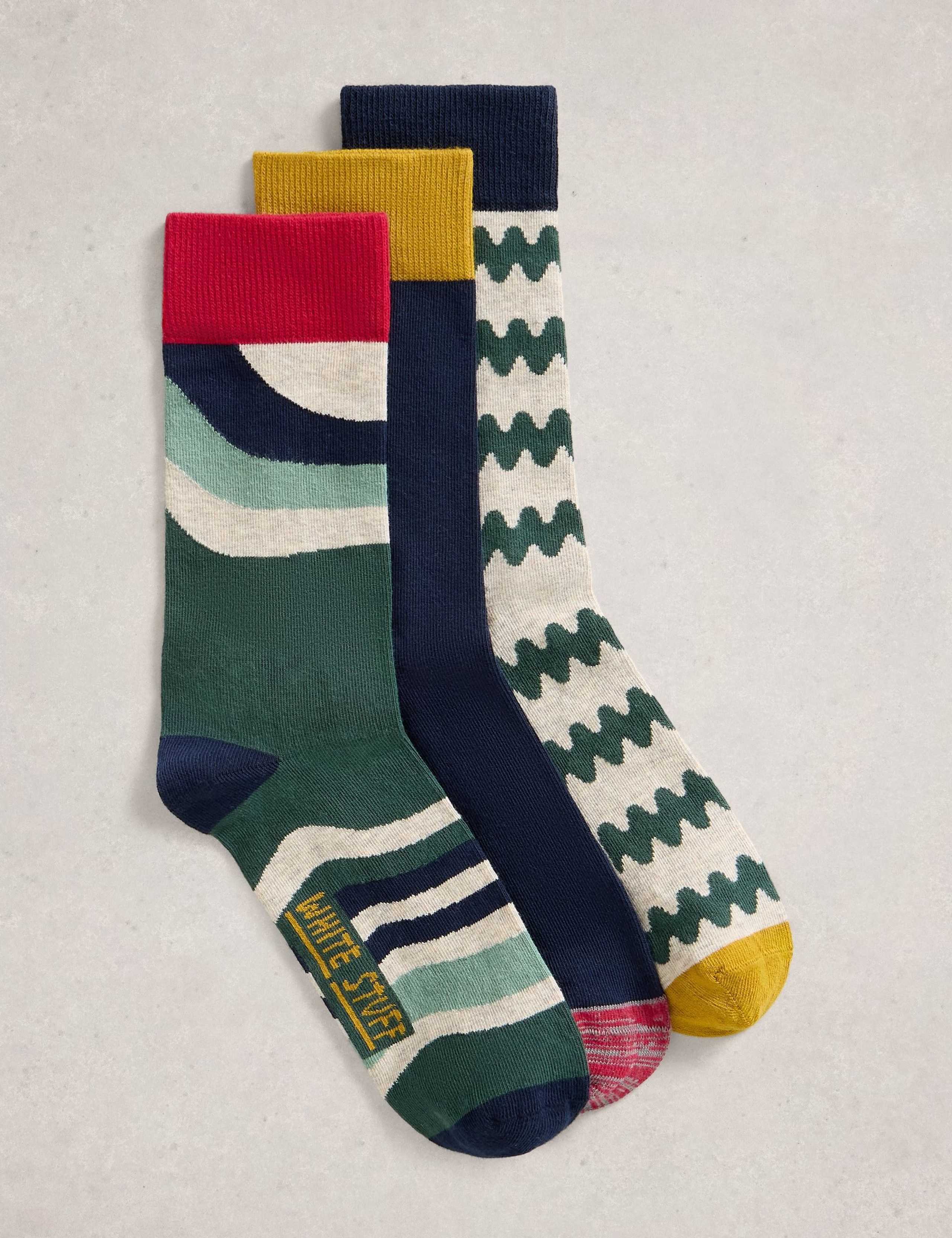 3pk Patterned Cotton Rich Socks