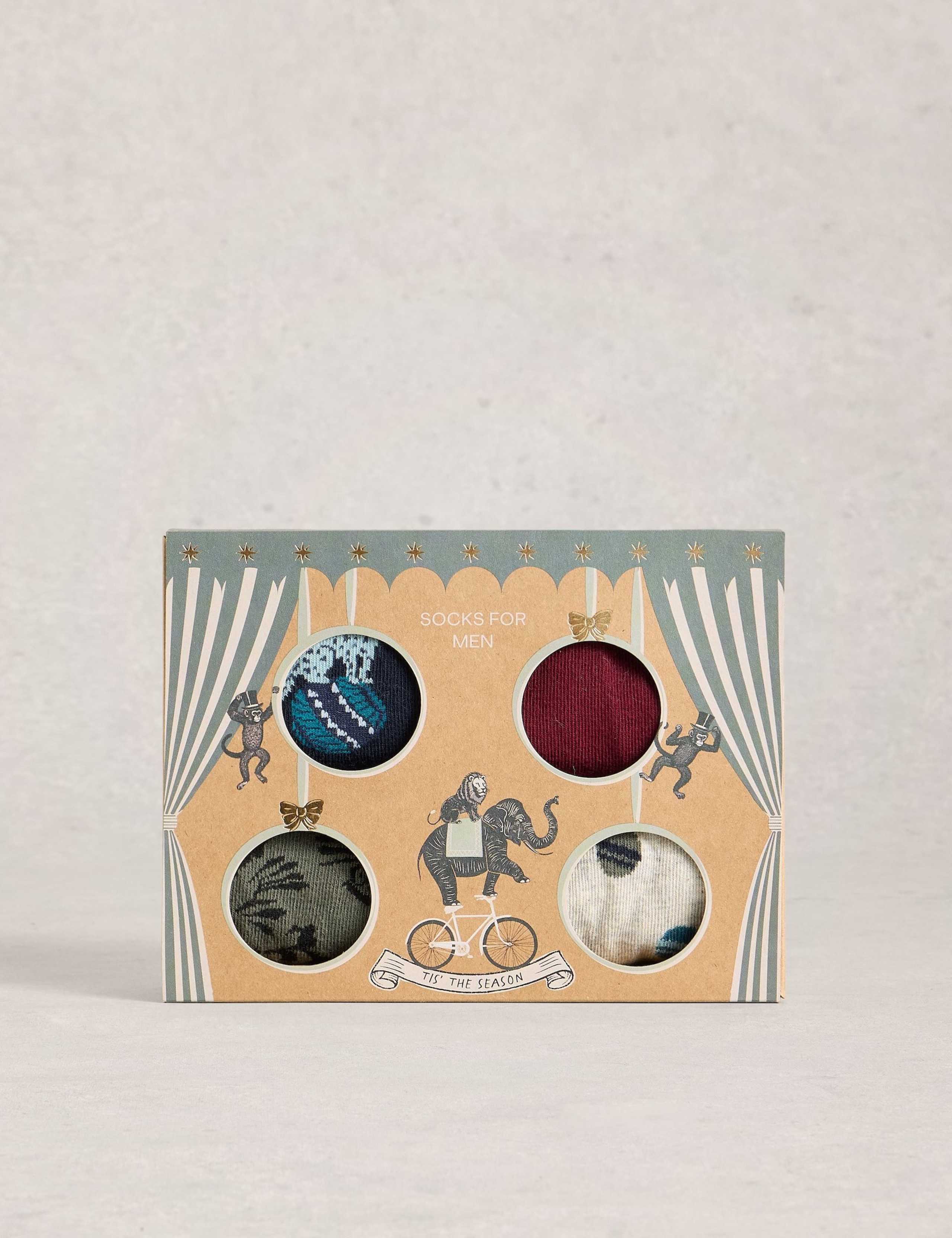 4pk Circus Cotton Rich Socks in a Box
