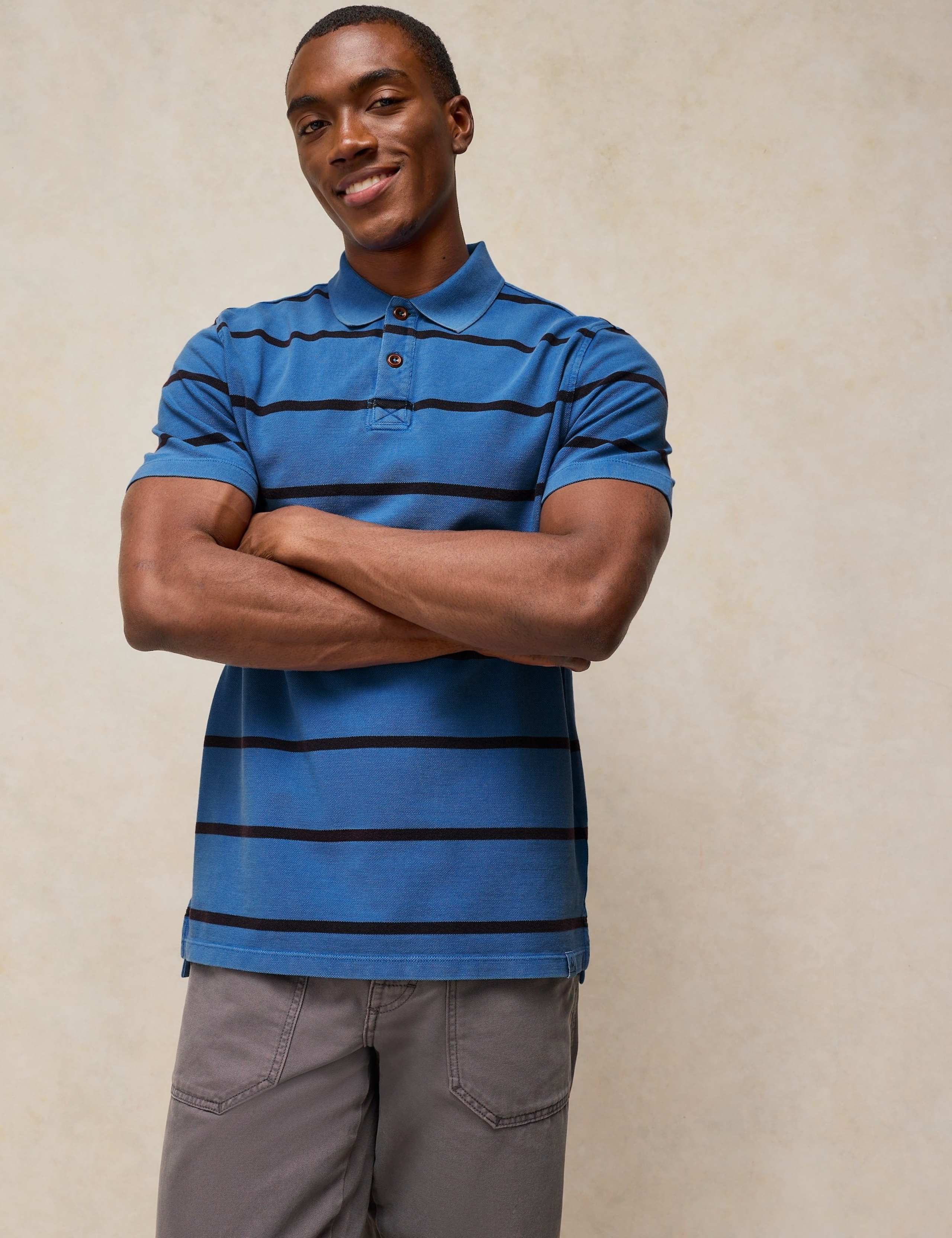 Pure Cotton Striped Utility Polo Shirt