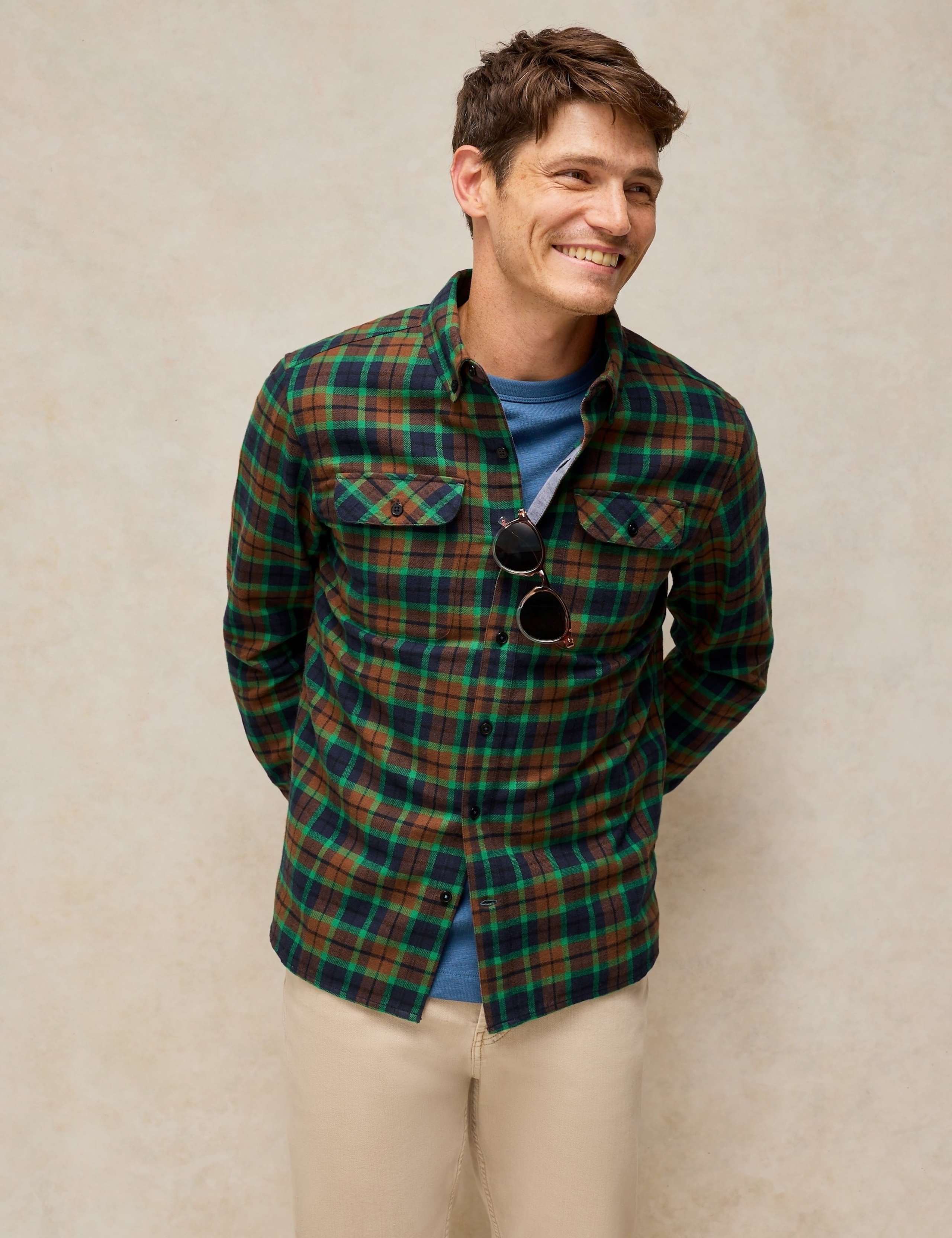 Cotton Checked Classic Collar Shirt