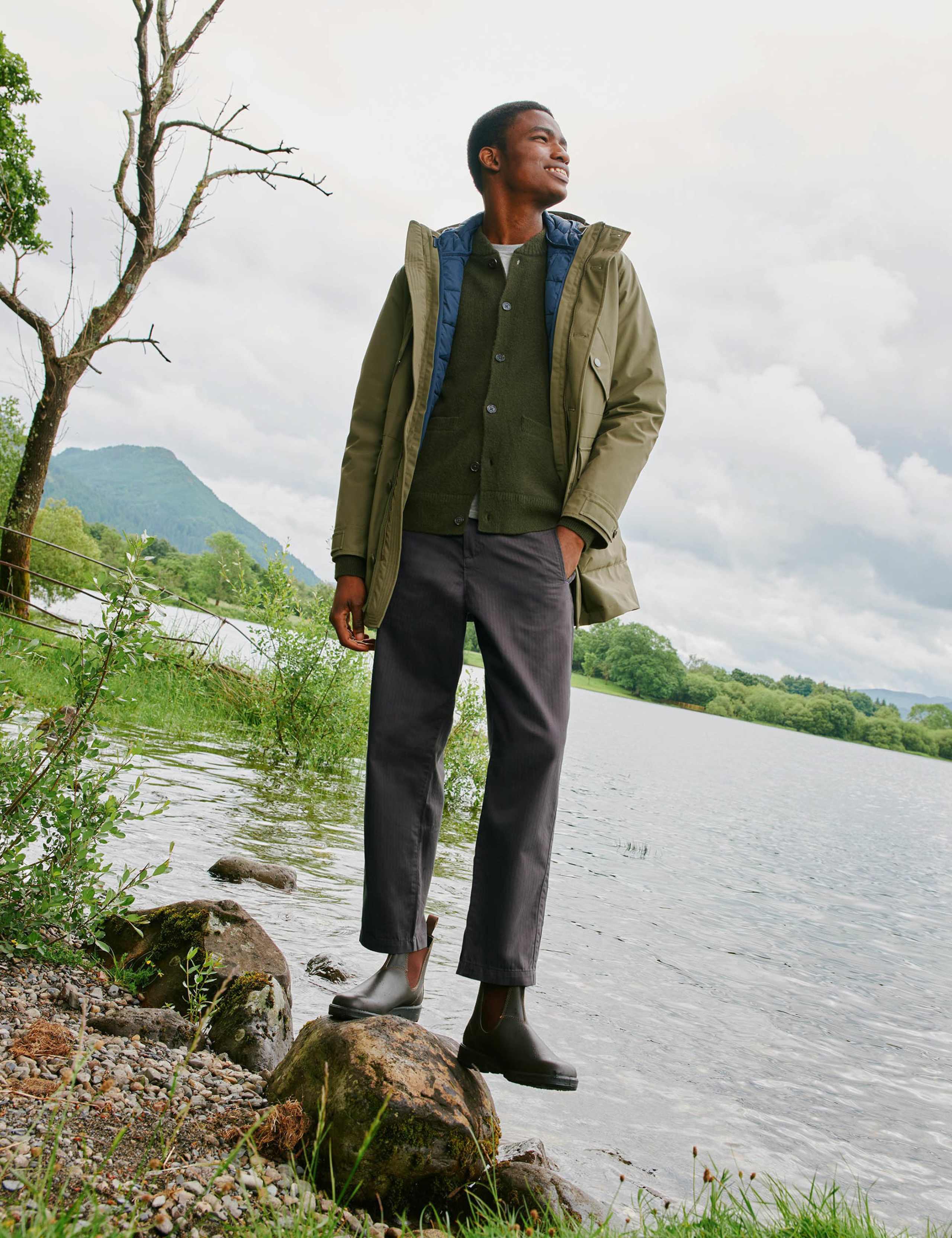 Regular Fit Cotton Tapered Ankle Trousers
