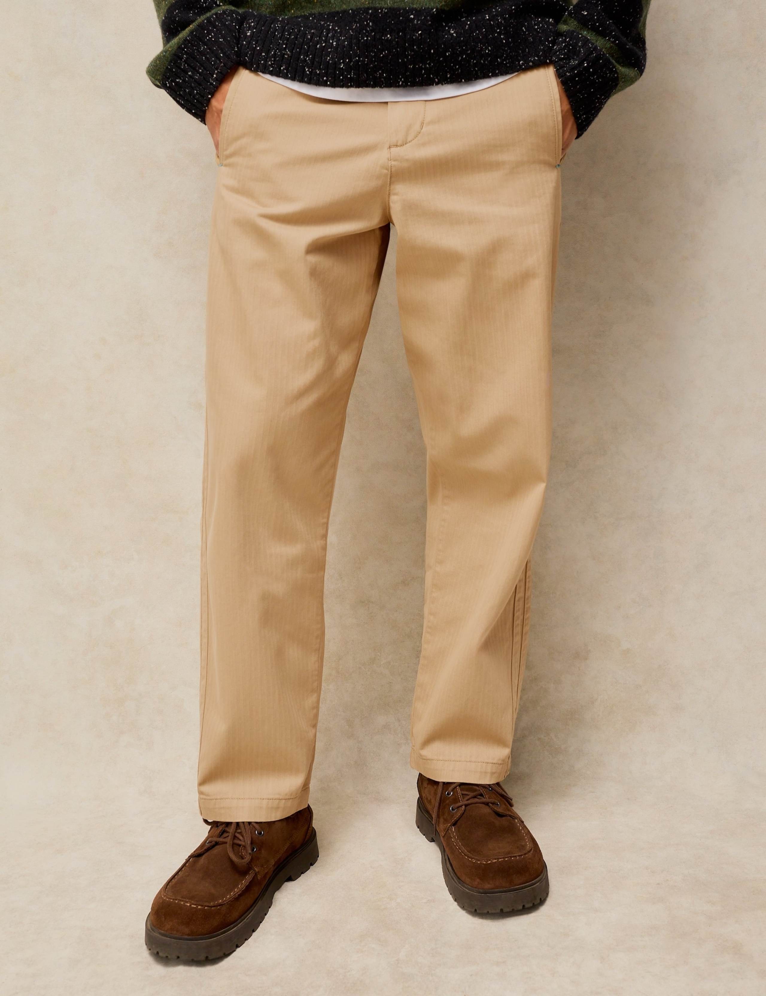 Regular Fit Cotton Tapered Ankle Trousers