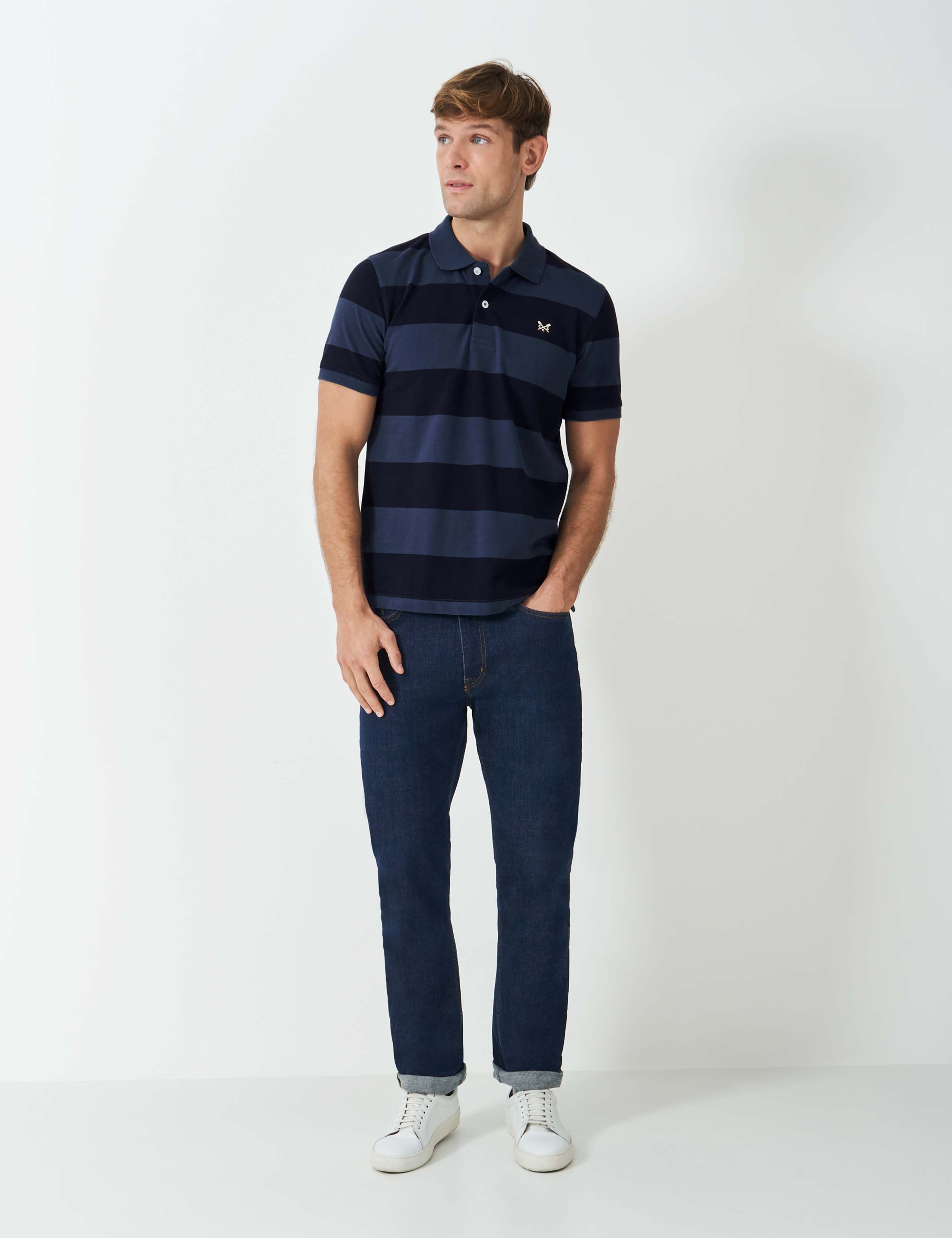 Pure Cotton Pique Striped Polo Shirt