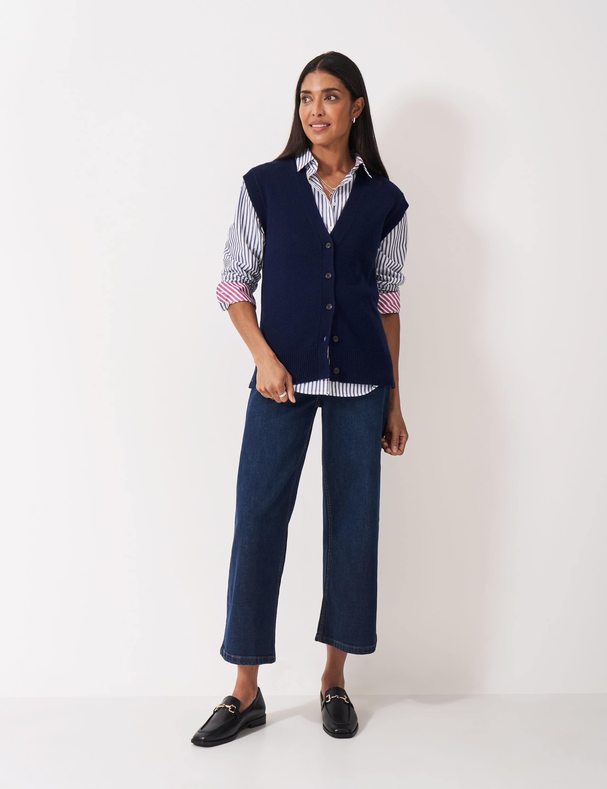 Merino Wool Rich Button Through Knitted Vest