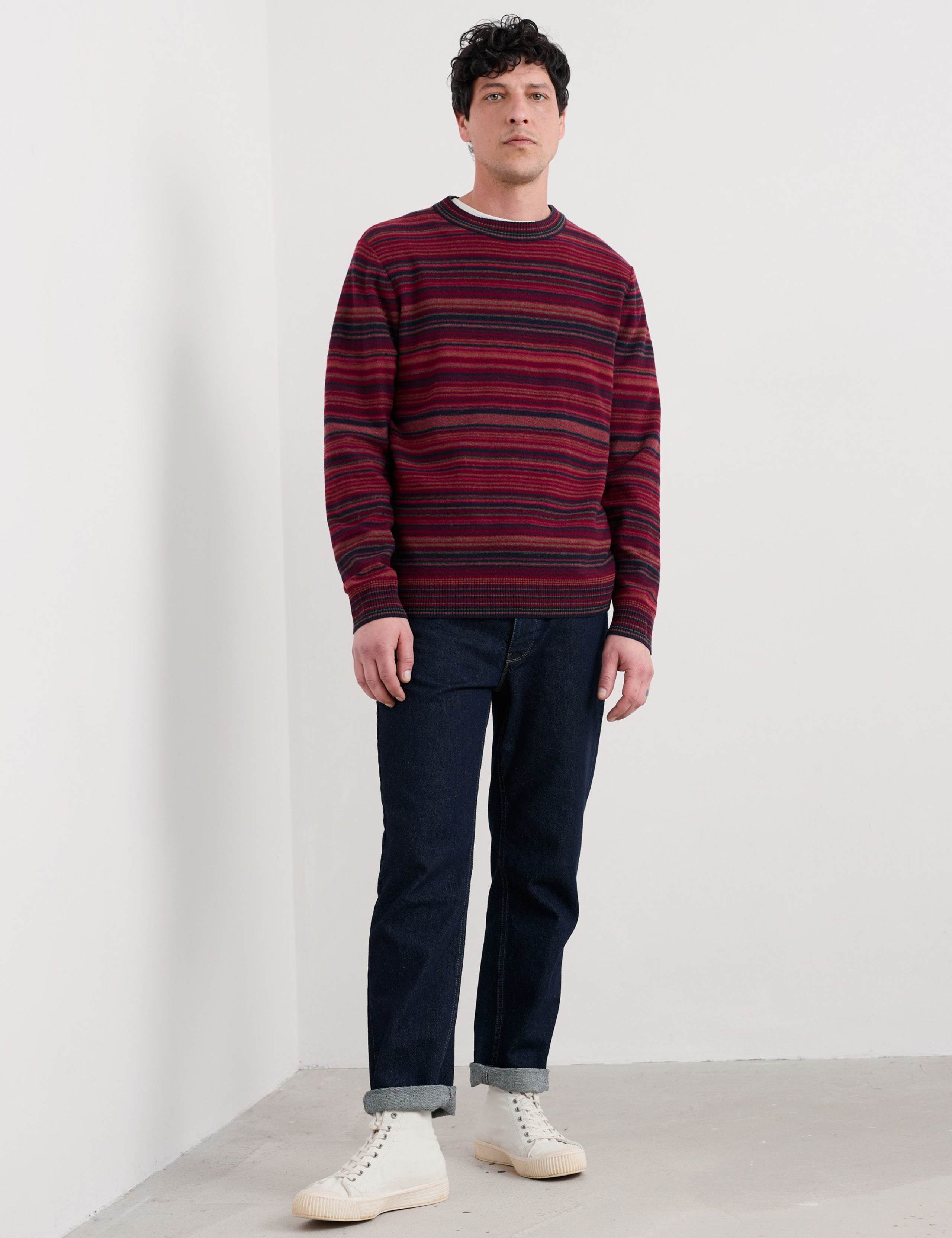 Lambswool Rich Crew Neck Ribbed Jumper