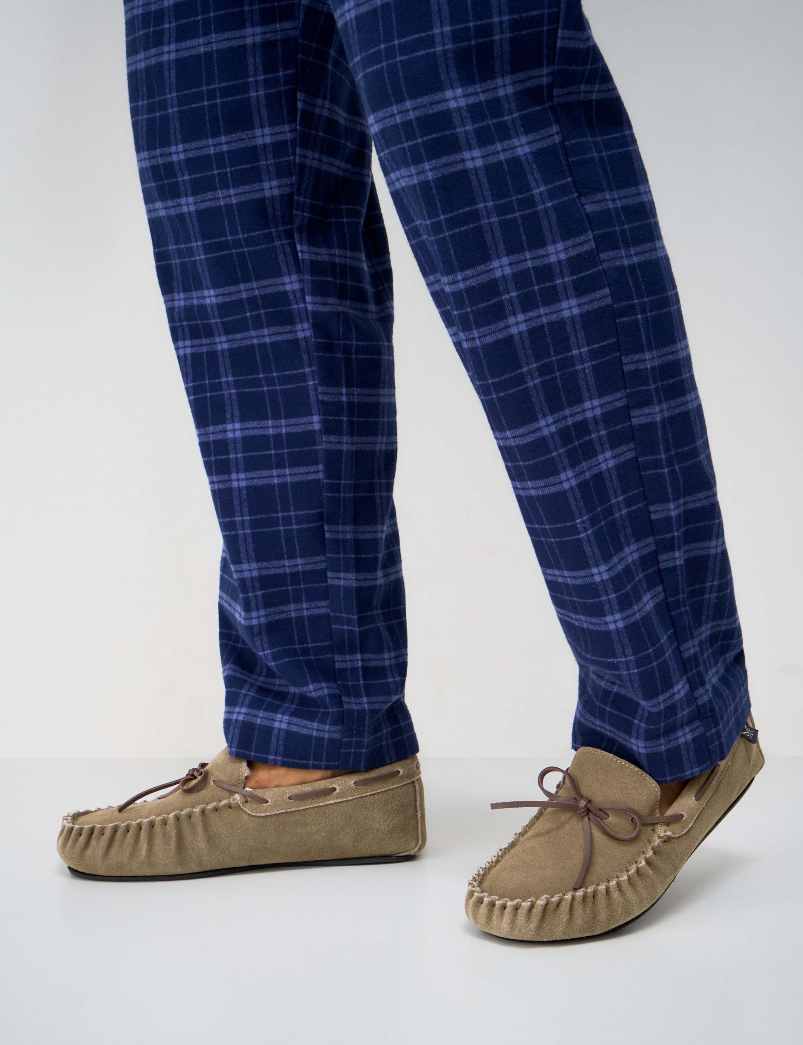 Suede Faux Fur Lined Moccasin Slippers