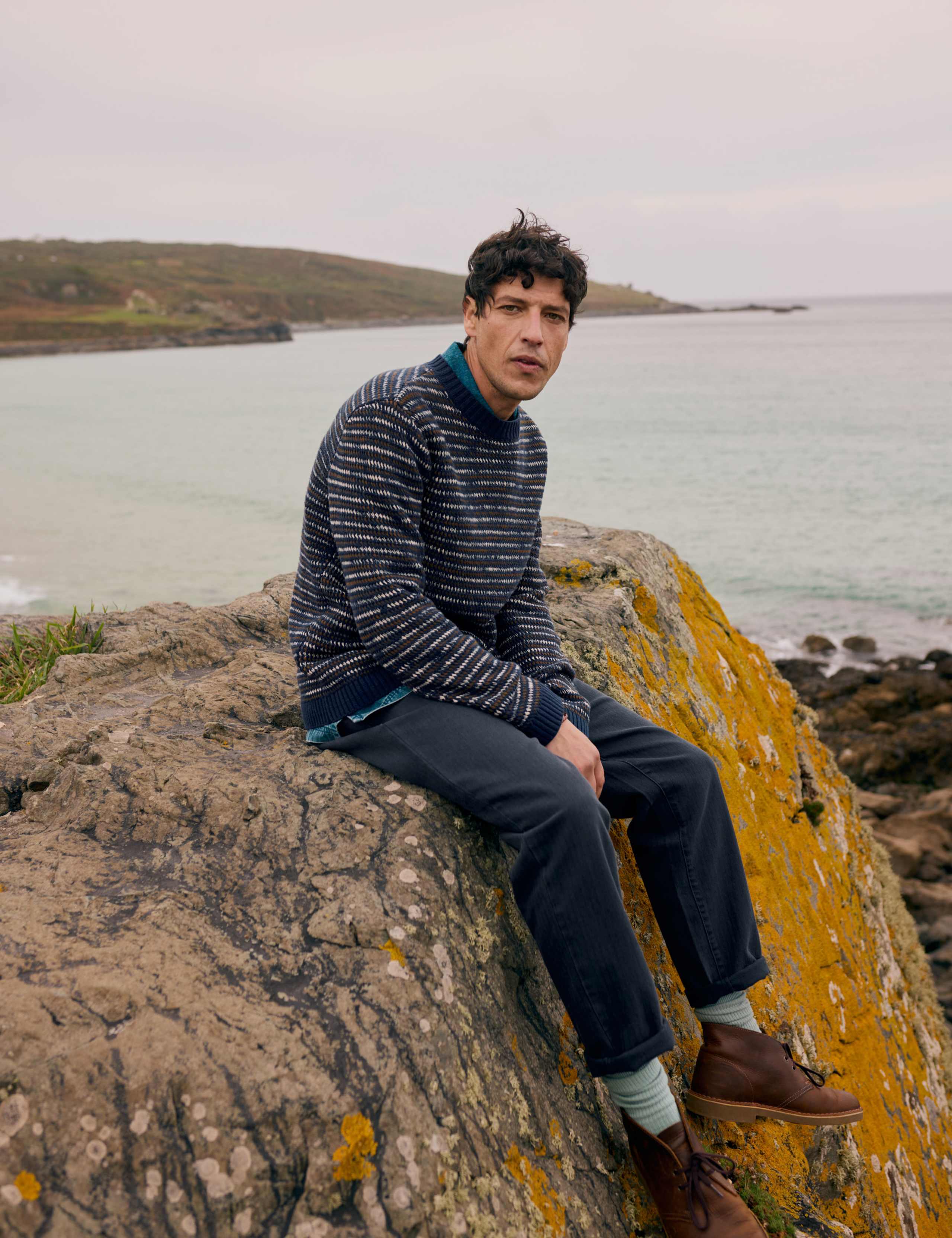 Pure Cotton Striped Textured Jumper