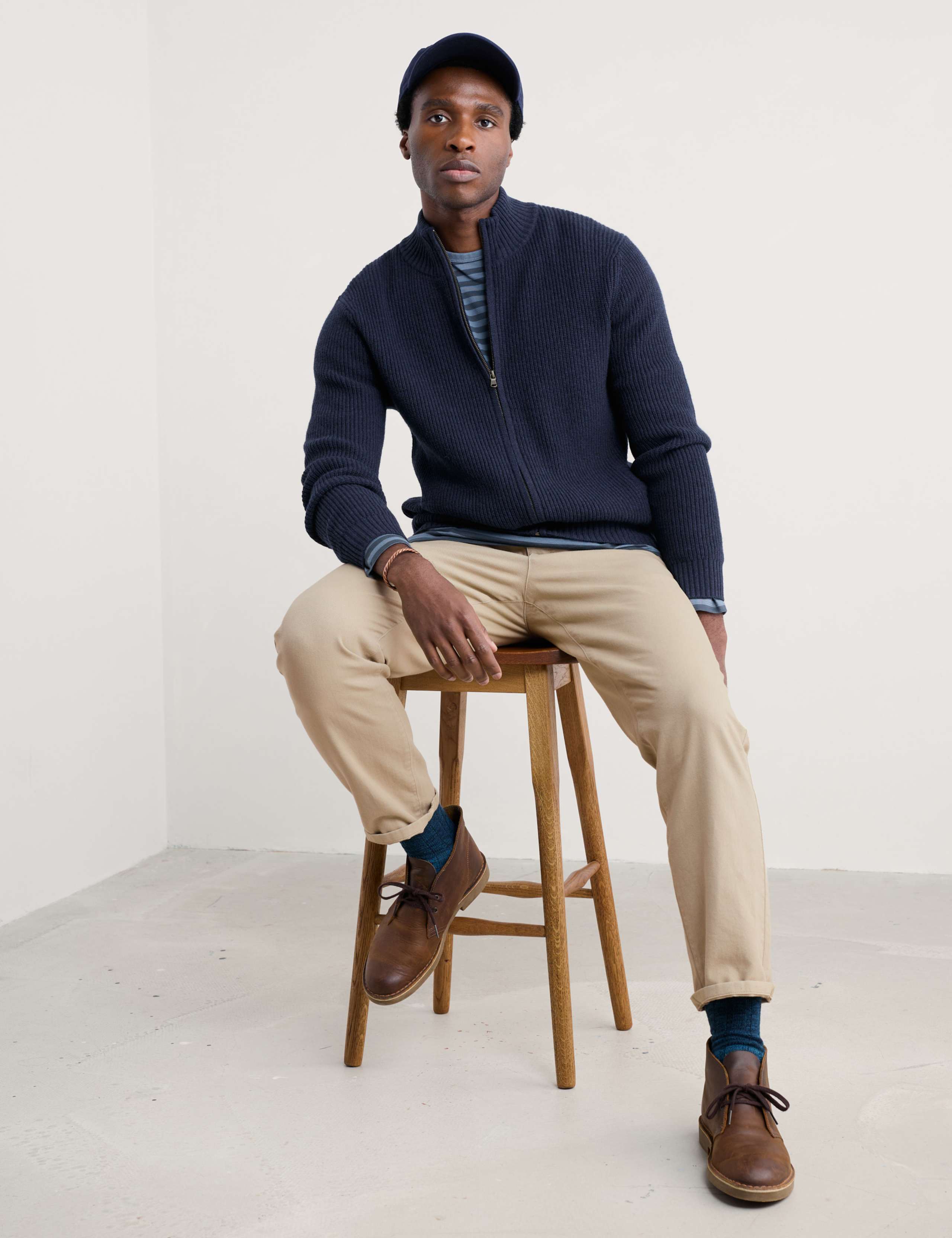 Lambswool Rich Zip Up Textured Cardigan