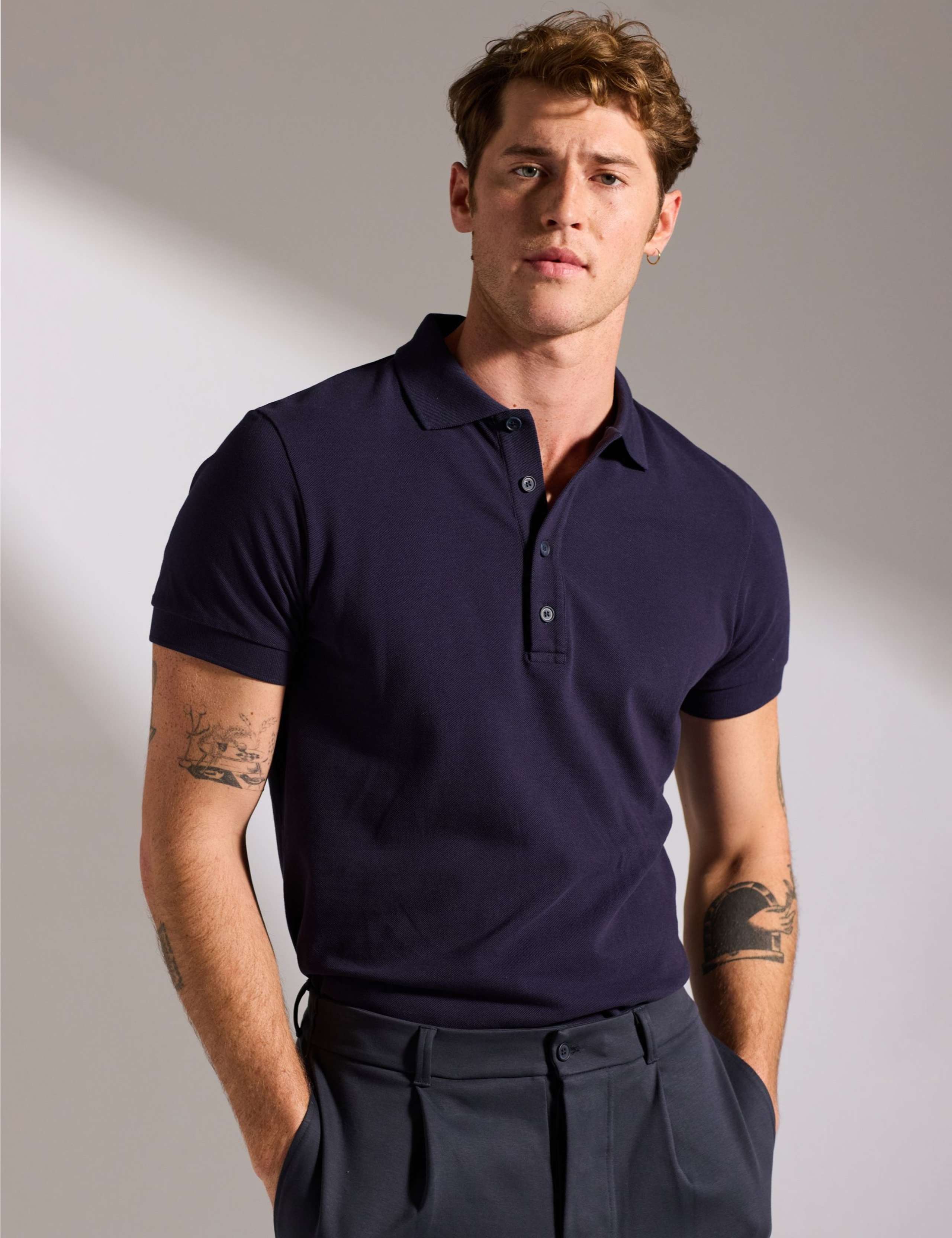 Pure Cotton Textured Polo Shirt