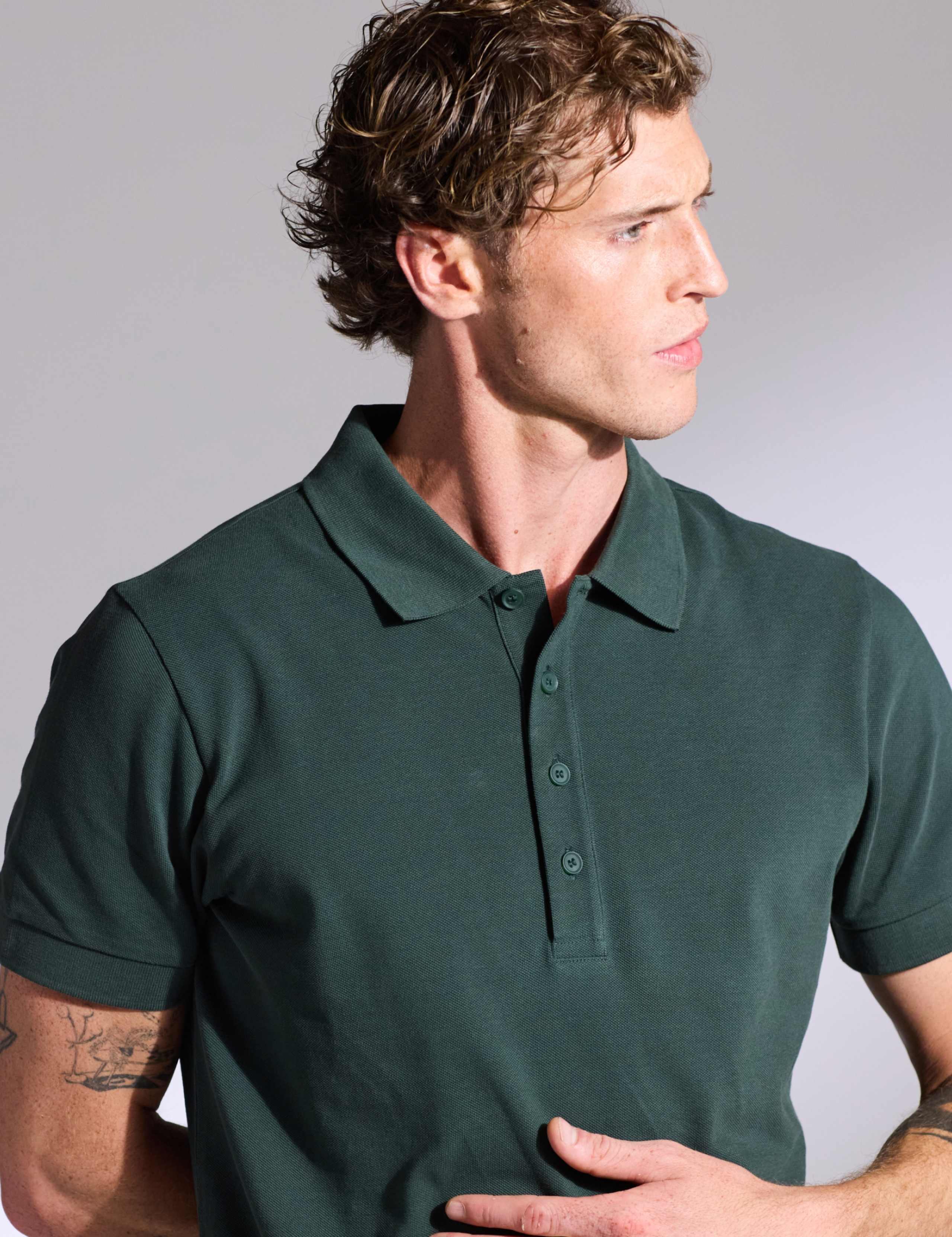 Pure Cotton Textured Polo Shirt