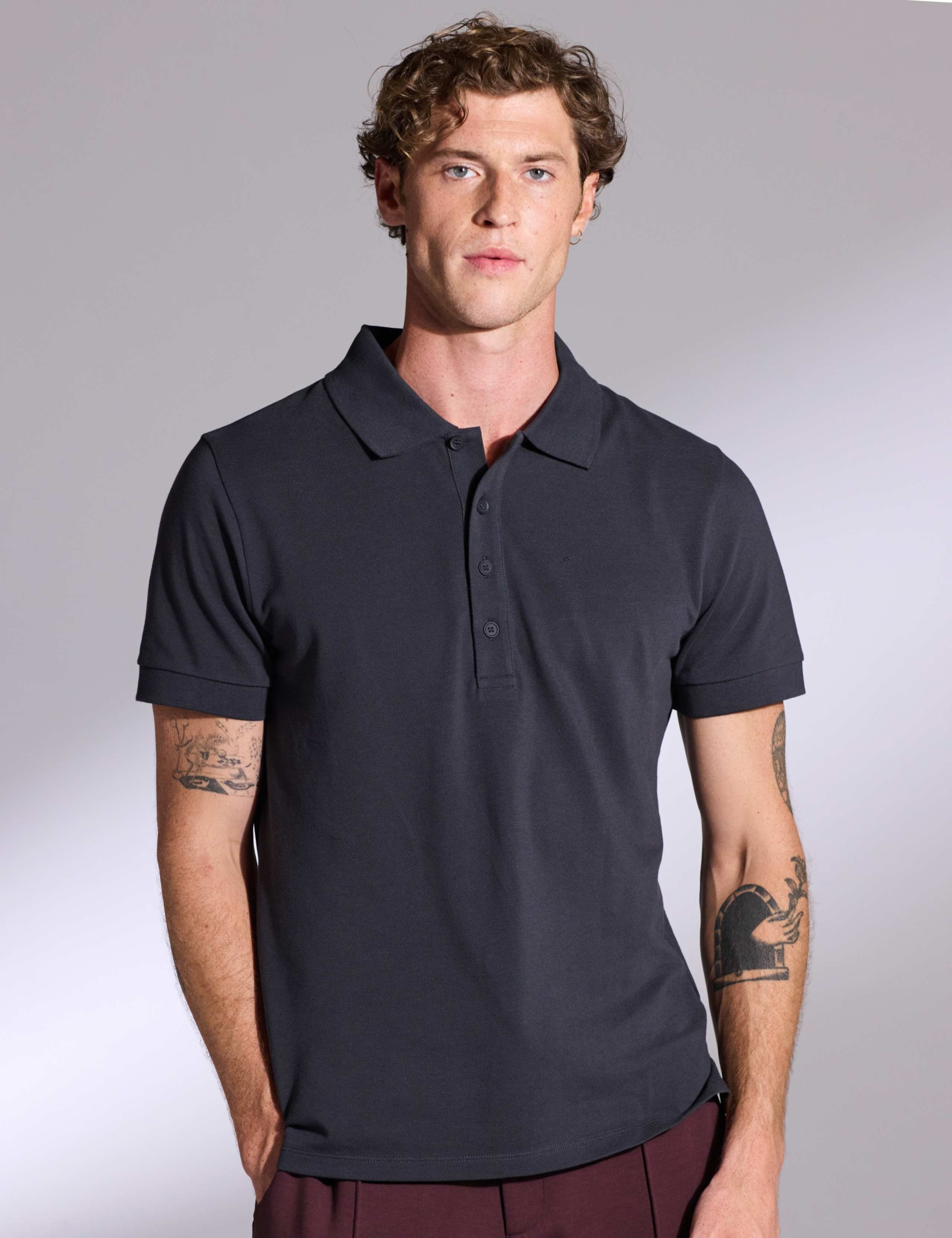 Pure Cotton Textured Polo Shirt