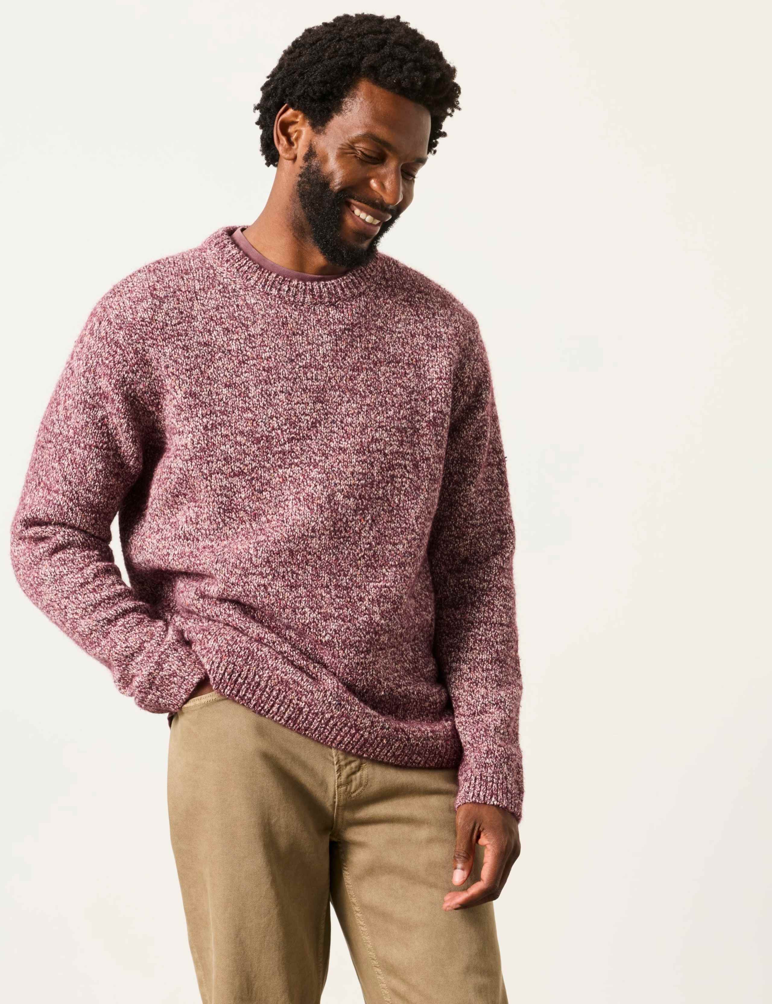 Cotton Rich Textured Crew Neck Jumper