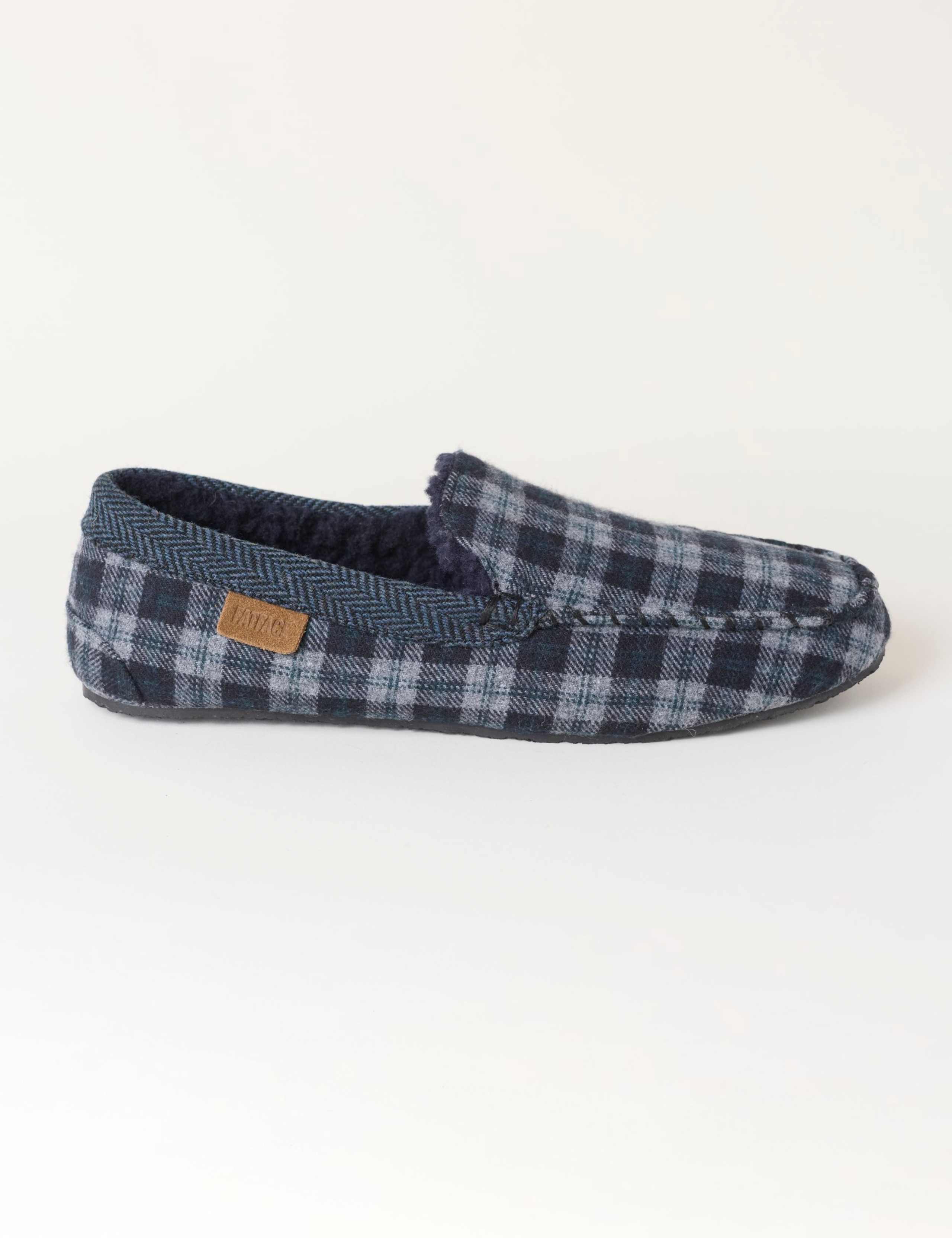 Checked Moccasin Slippers