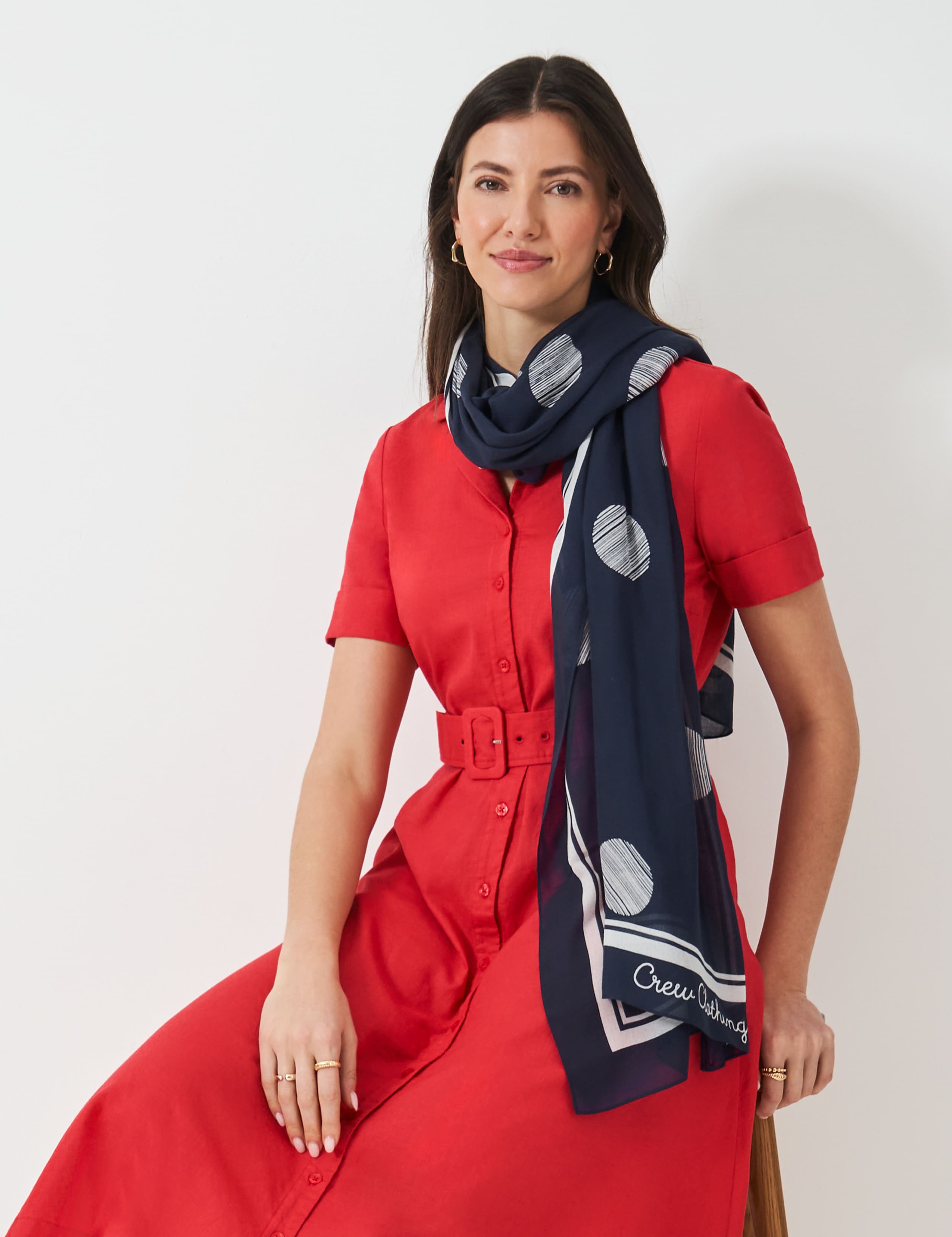Modal Polka Dot Print Rectangular Scarf