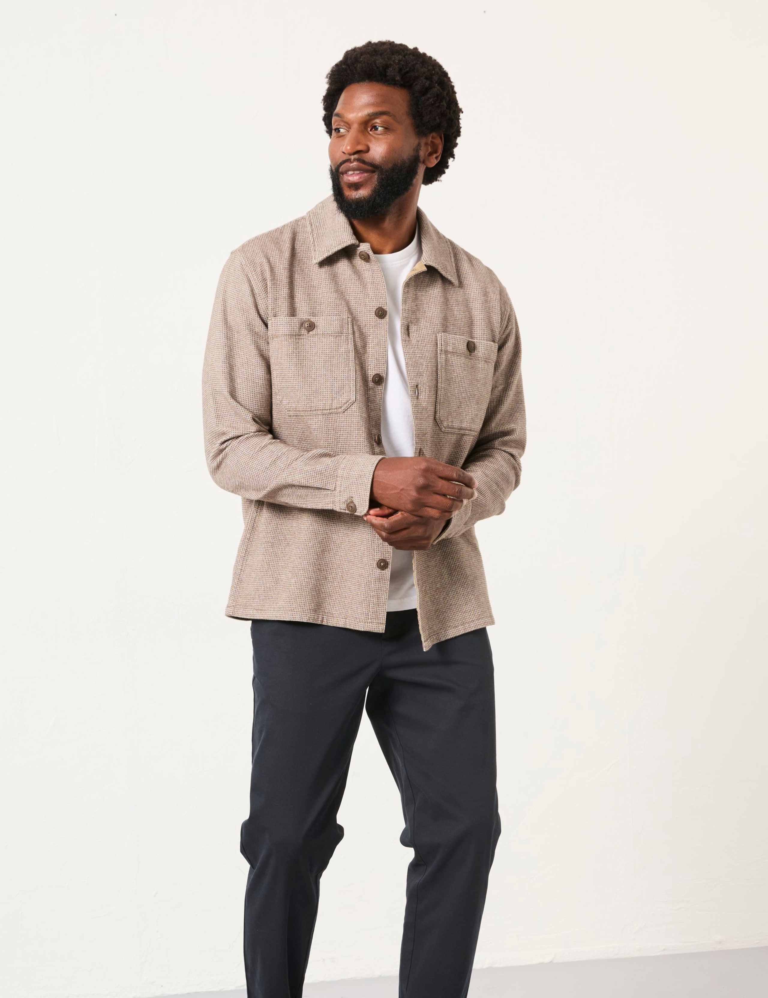 Regular Fit Pure Cotton Textured Overshirt