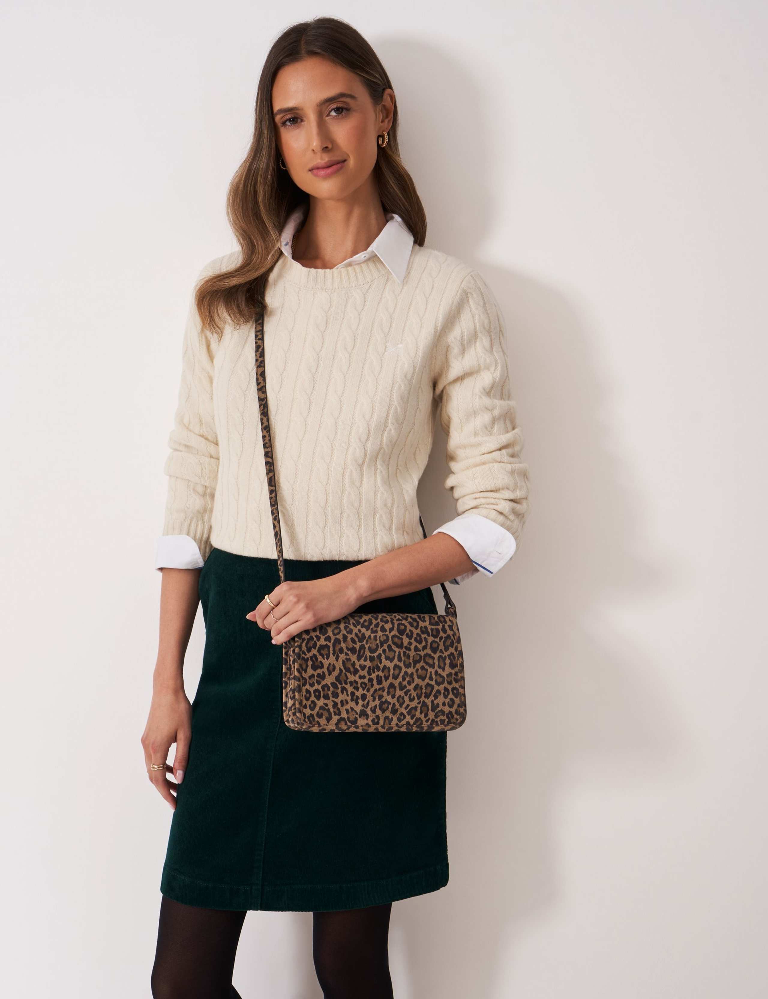 Suede Animal Print Cross Body Bag