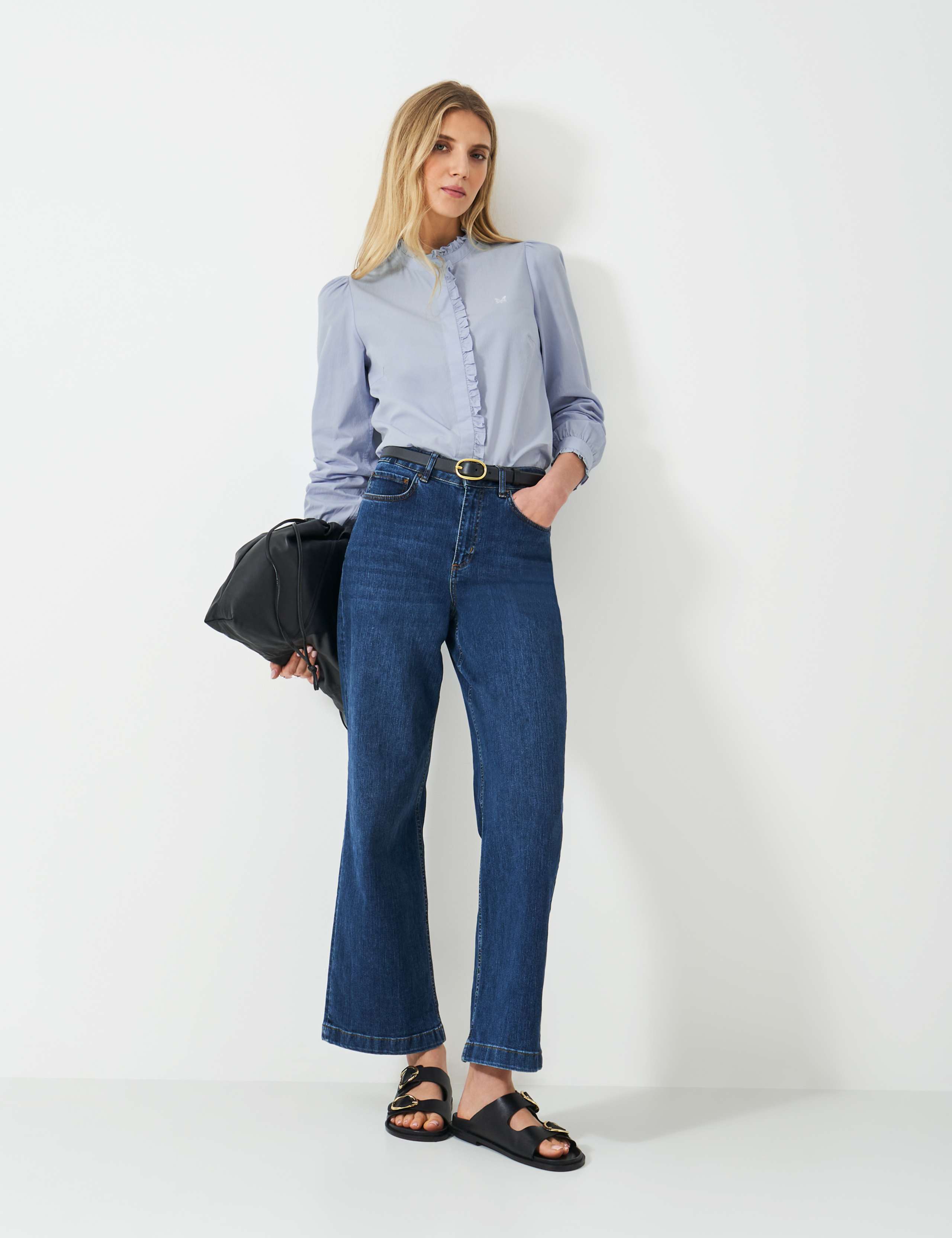 Pure Cotton Textured Ruffle Shirt