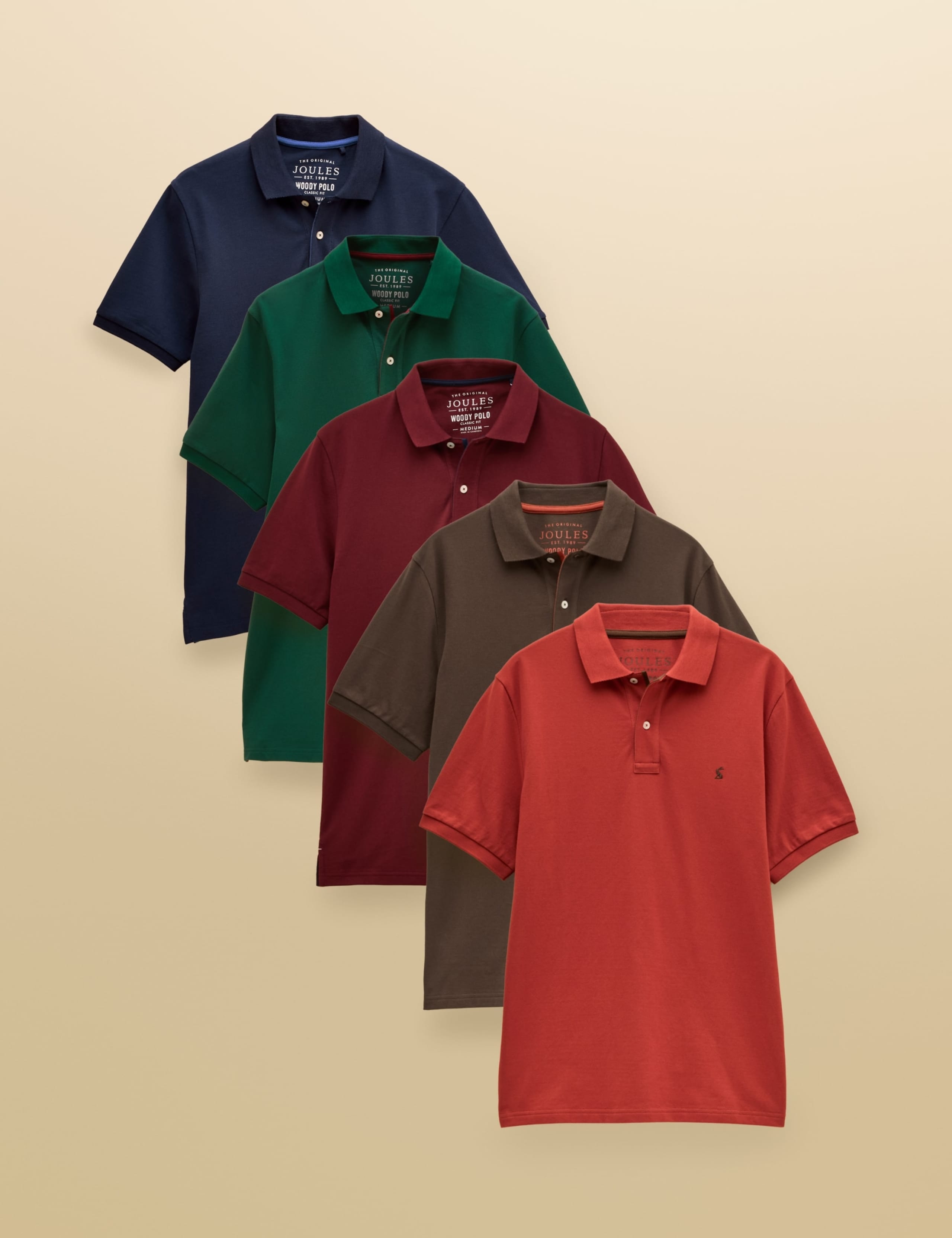 5 Pack Regular Fit Pure Cotton Polo Shirts