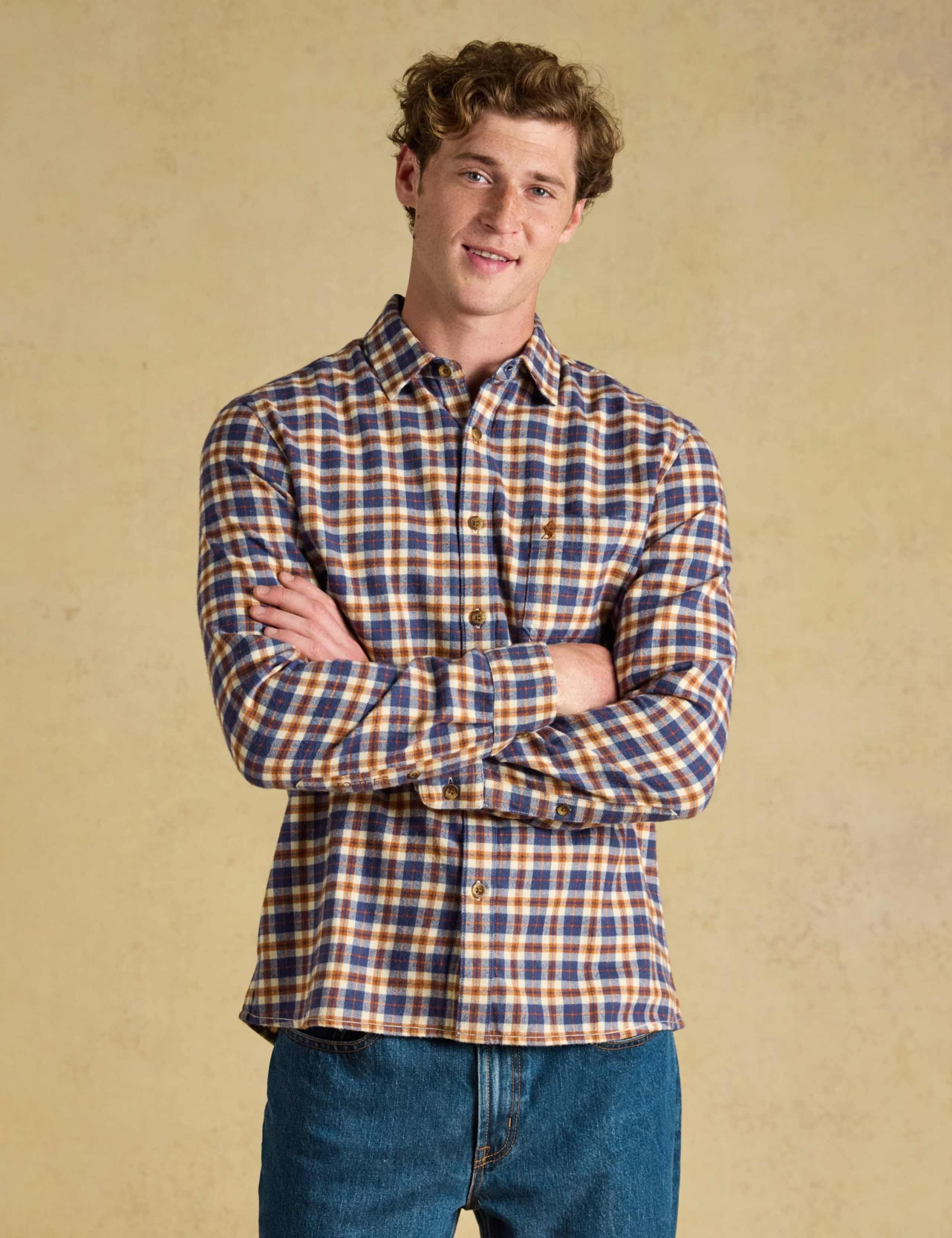 Regular Fit Pure Cotton Checked Flannel Shirt