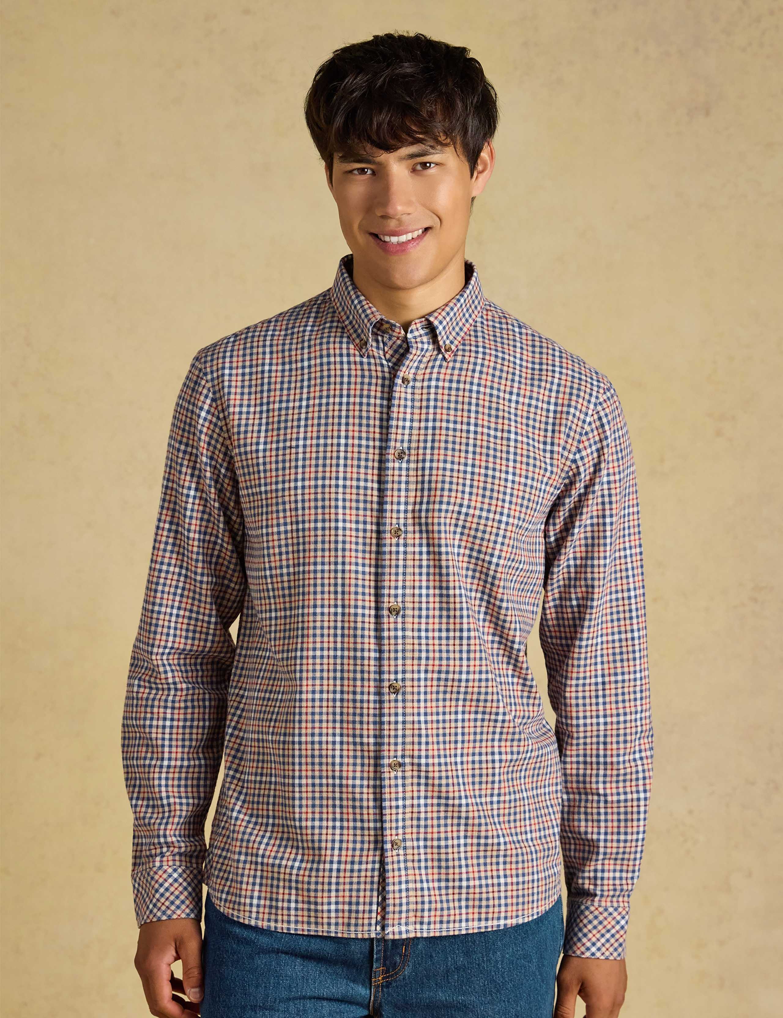 Regular Fit Pure Cotton Checked Flannel Shirt