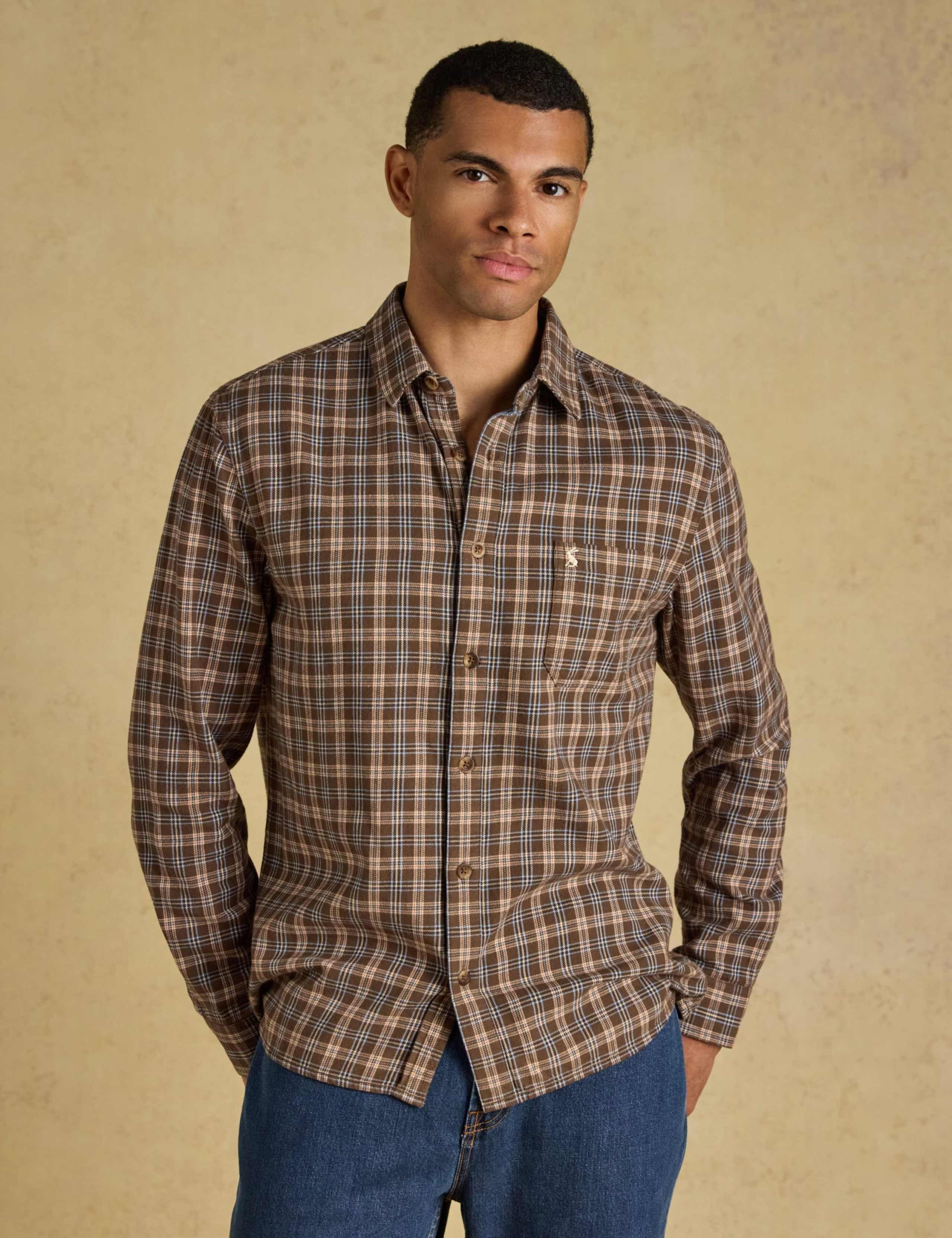 Regular Fit Pure Cotton Checked Flannel Shirt