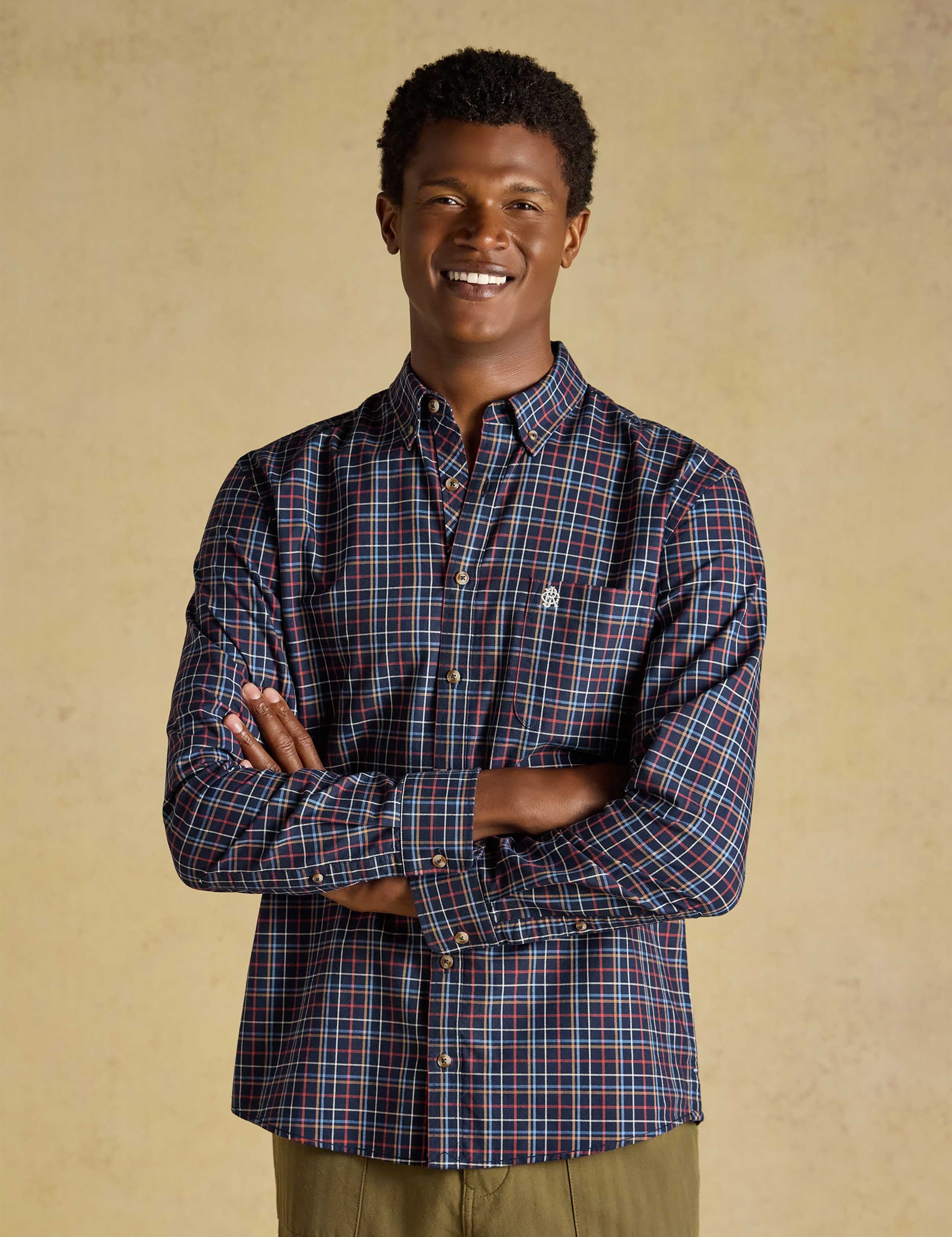 Regular Fit Pure Cotton Checked Oxford Shirt