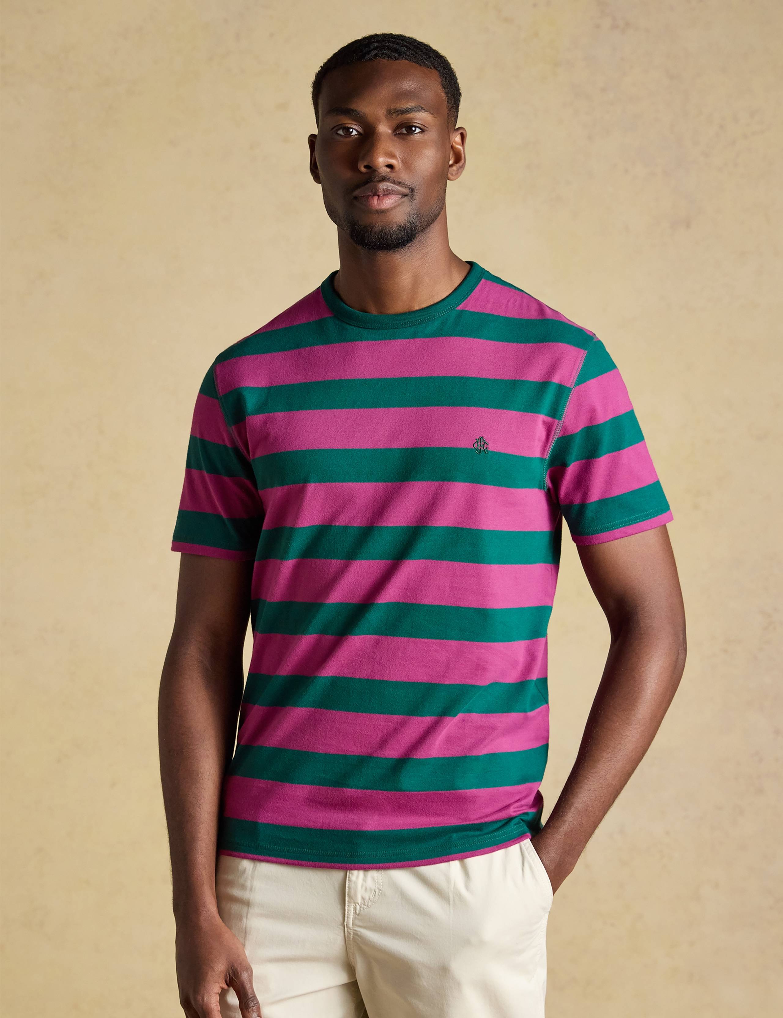 Pure Cotton Striped Crew Neck T-Shirt