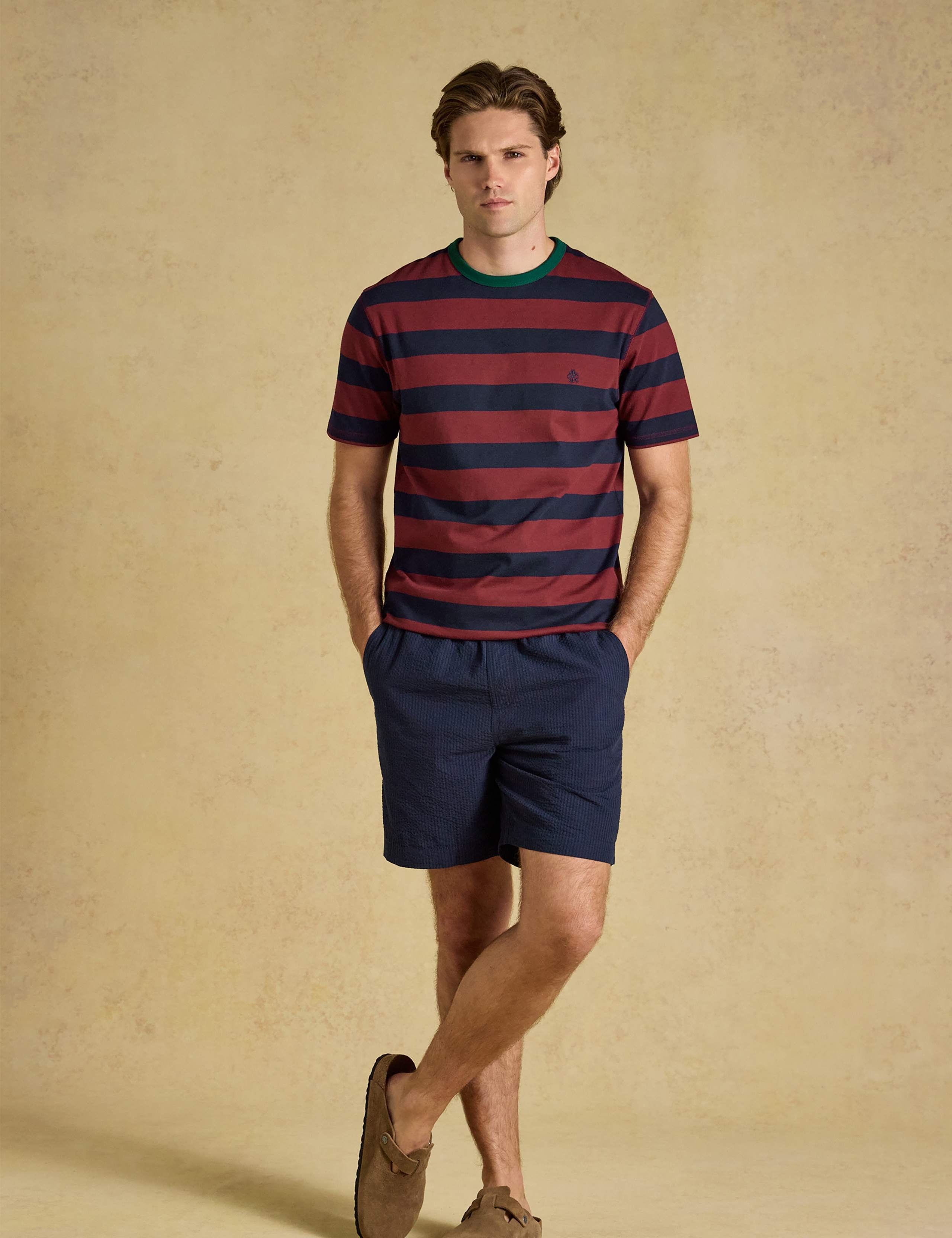 Pure Cotton Striped Crew Neck T-Shirt