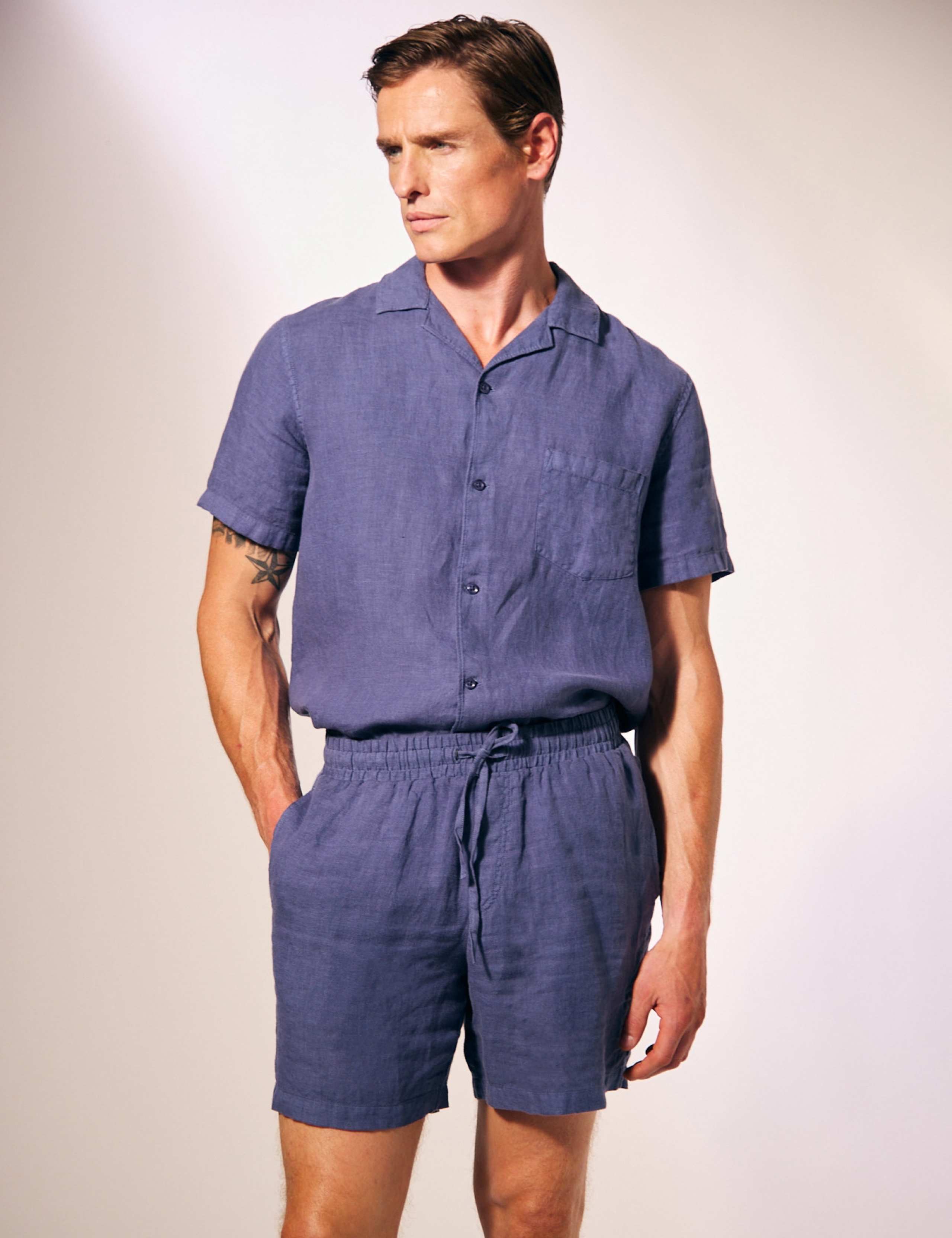 Pure Linen Lightweight Elasticated Shorts