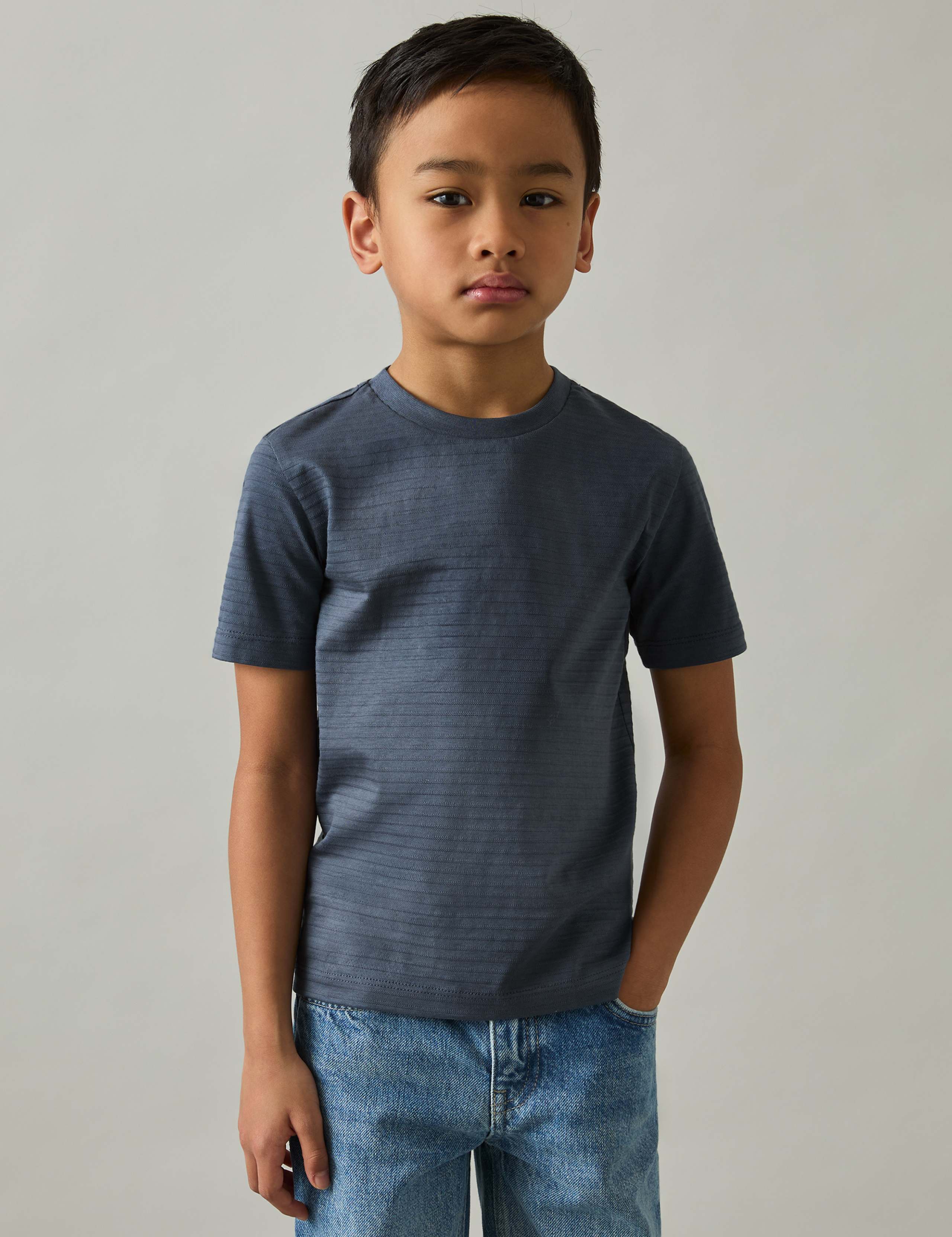 Pure Cotton Textured Stripe T-Shirt (3-14 Yrs)