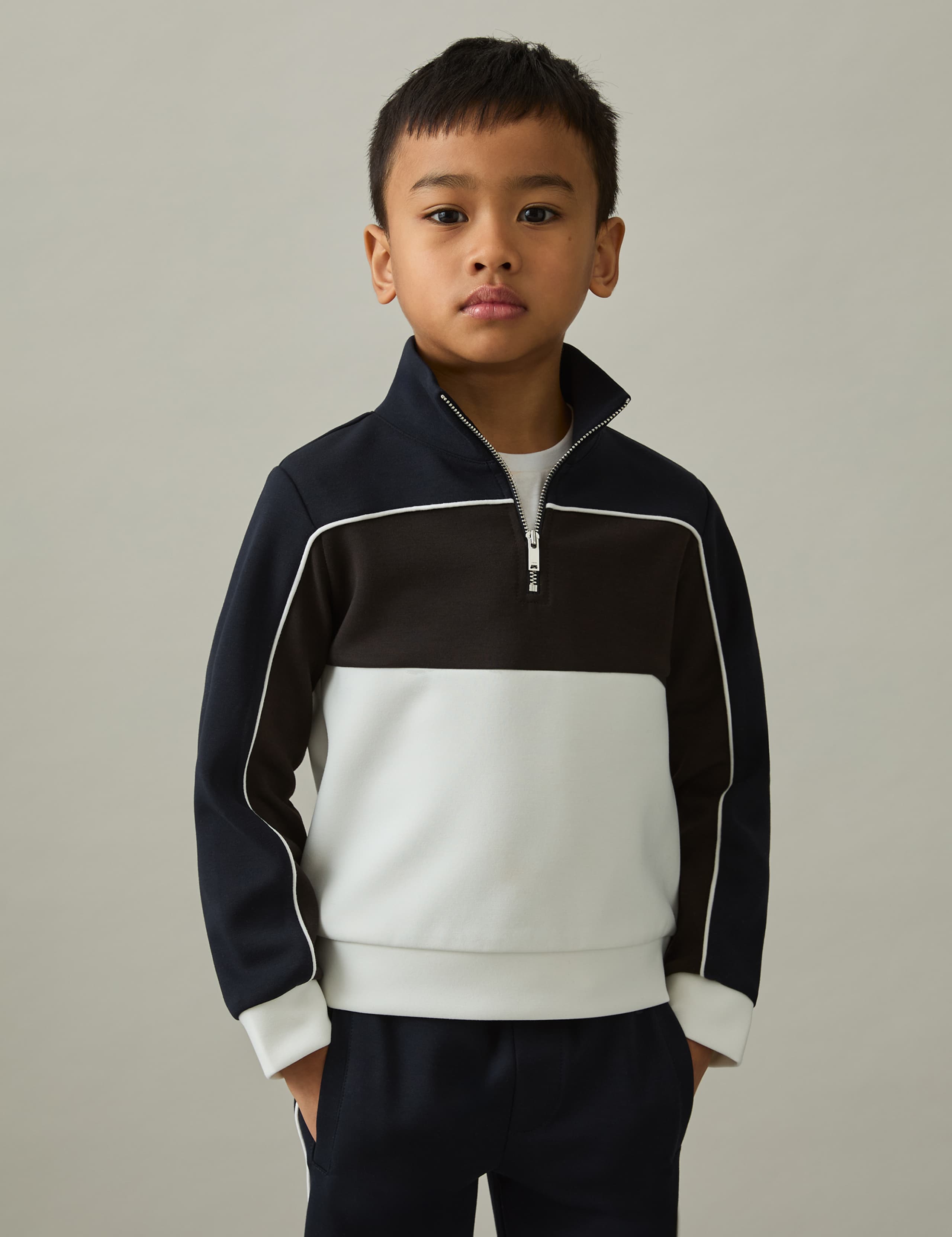 Colour Block Half Zip Sweatshirt (3-14 Yrs)