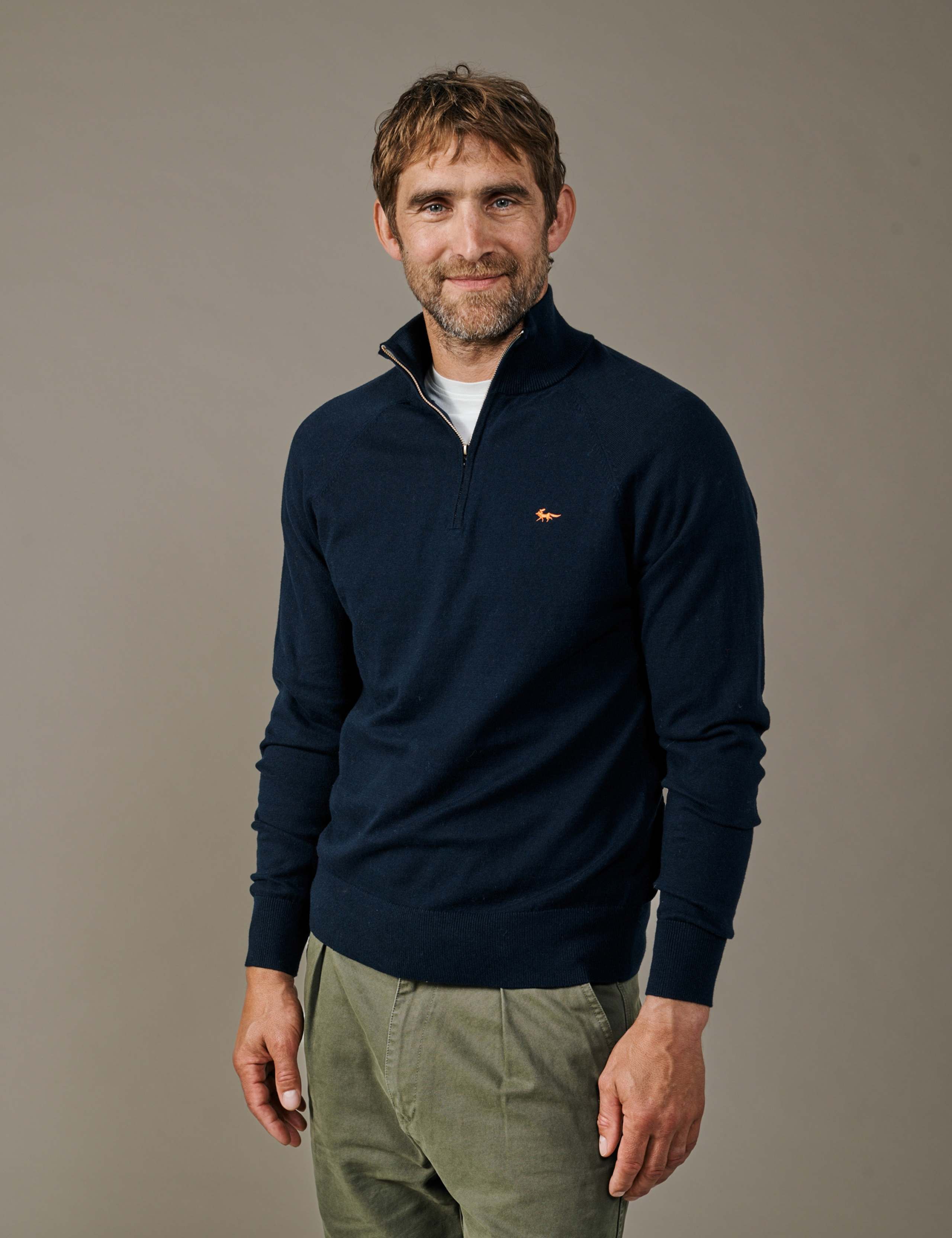 Pure Cotton Half Zip Jumper