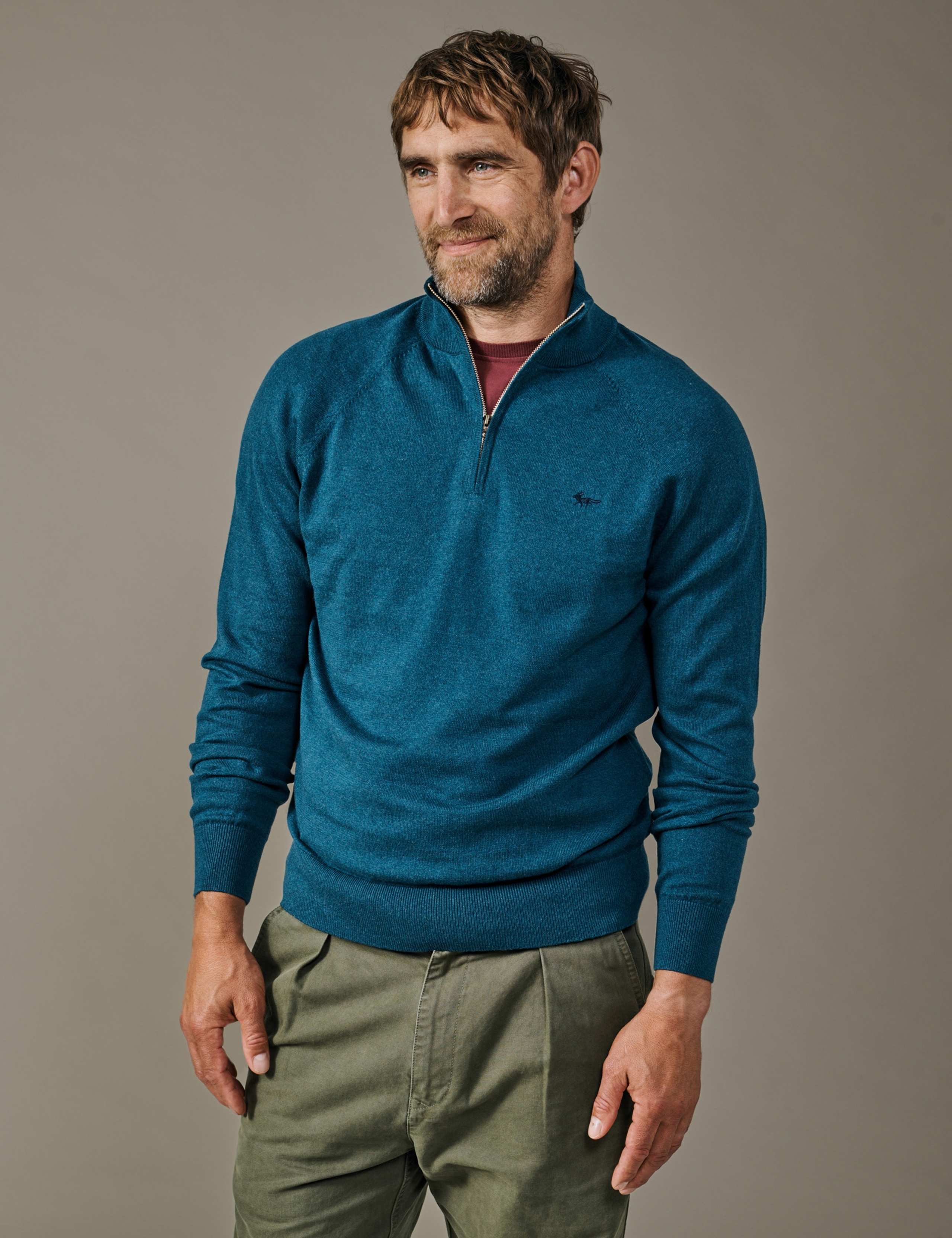Pure Cotton Half Zip Jumper