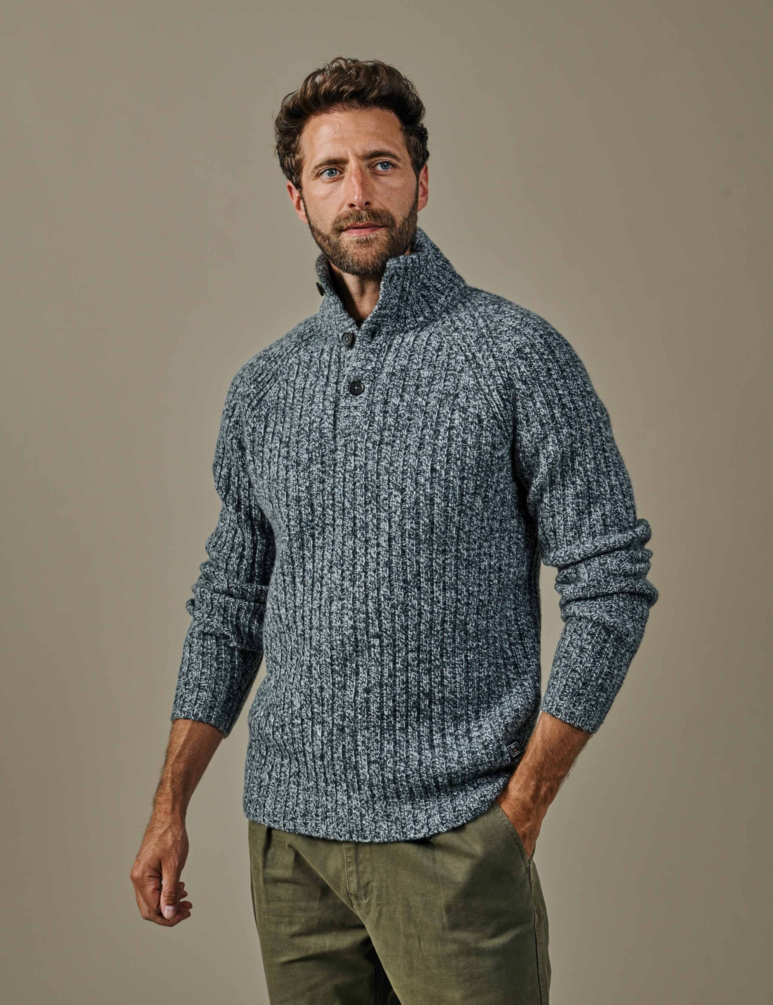 Lambswool Rich Ribbed Funnel Neck Jumper