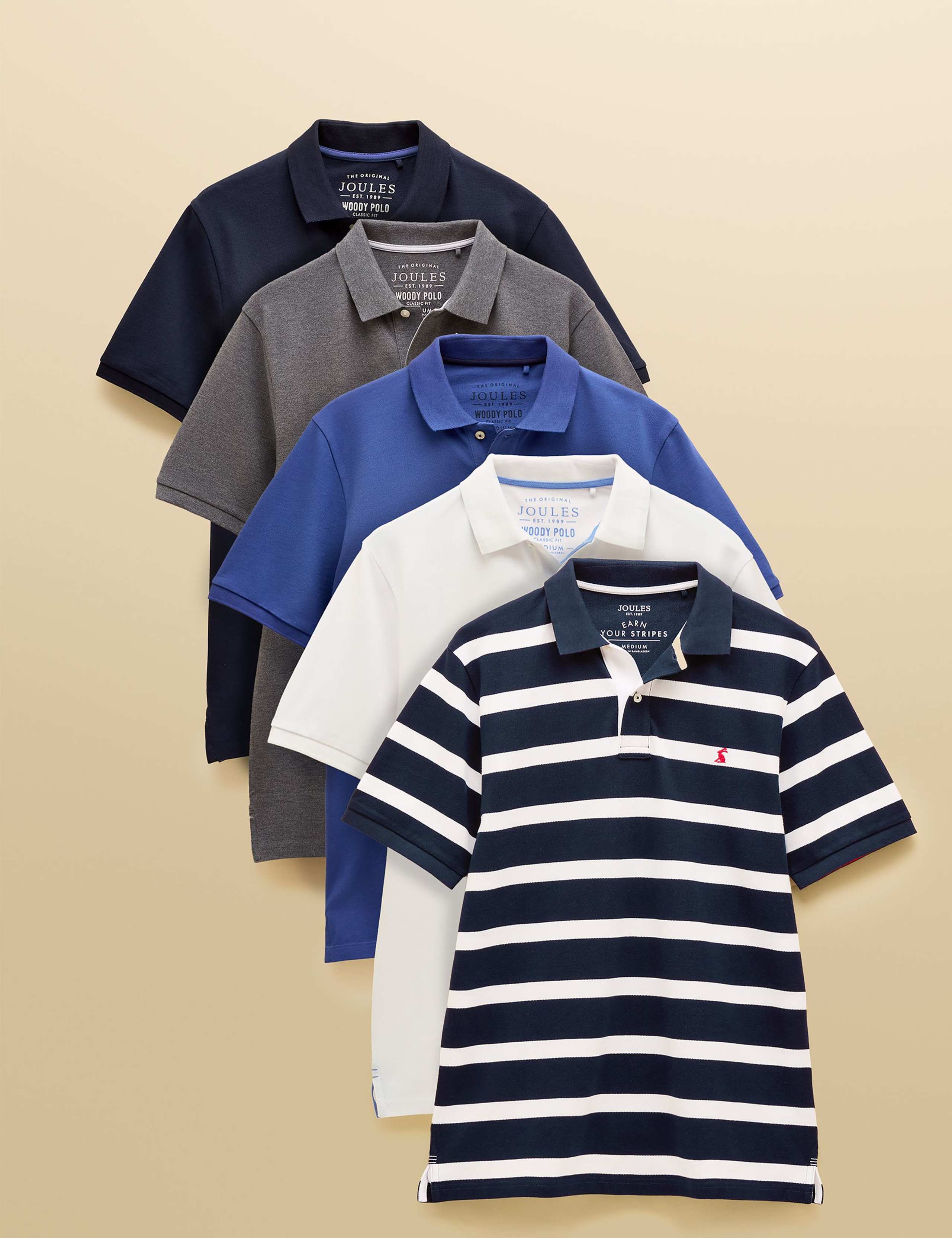 5pk Pure Cotton Striped Polo Shirts