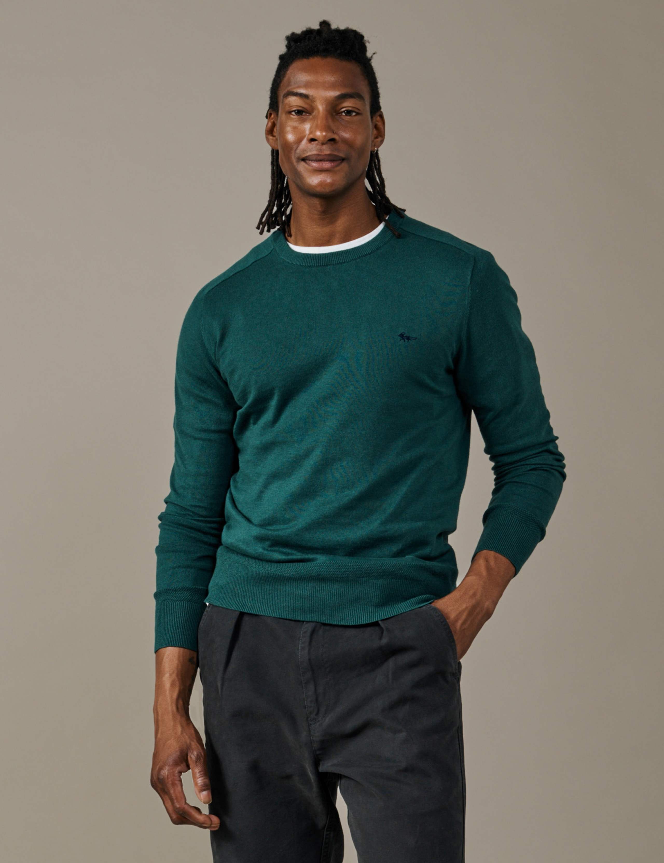 Cotton Rich Crew Neck Jumper with Cashmere
