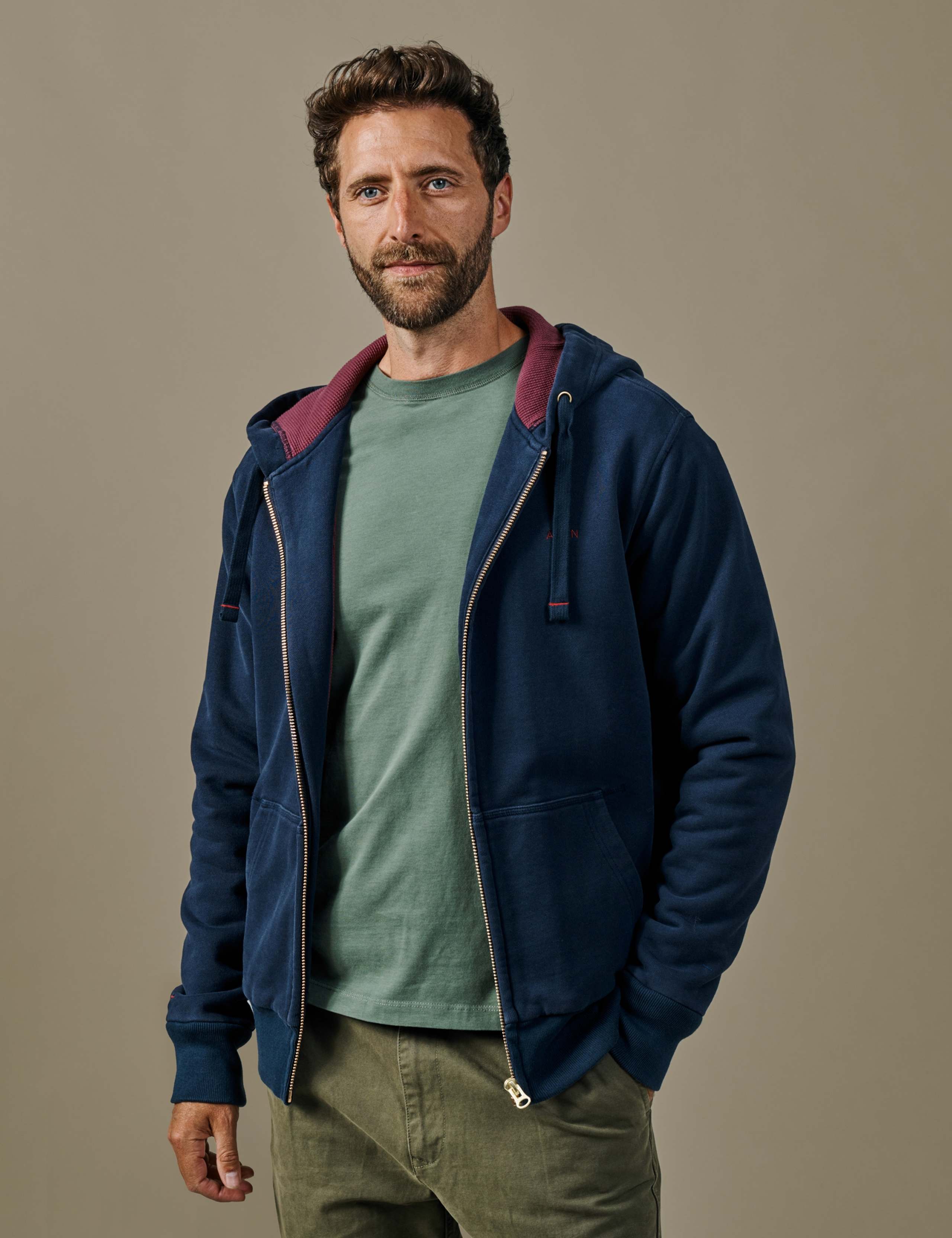 Pure Cotton Waffle Zip Up Hoodie