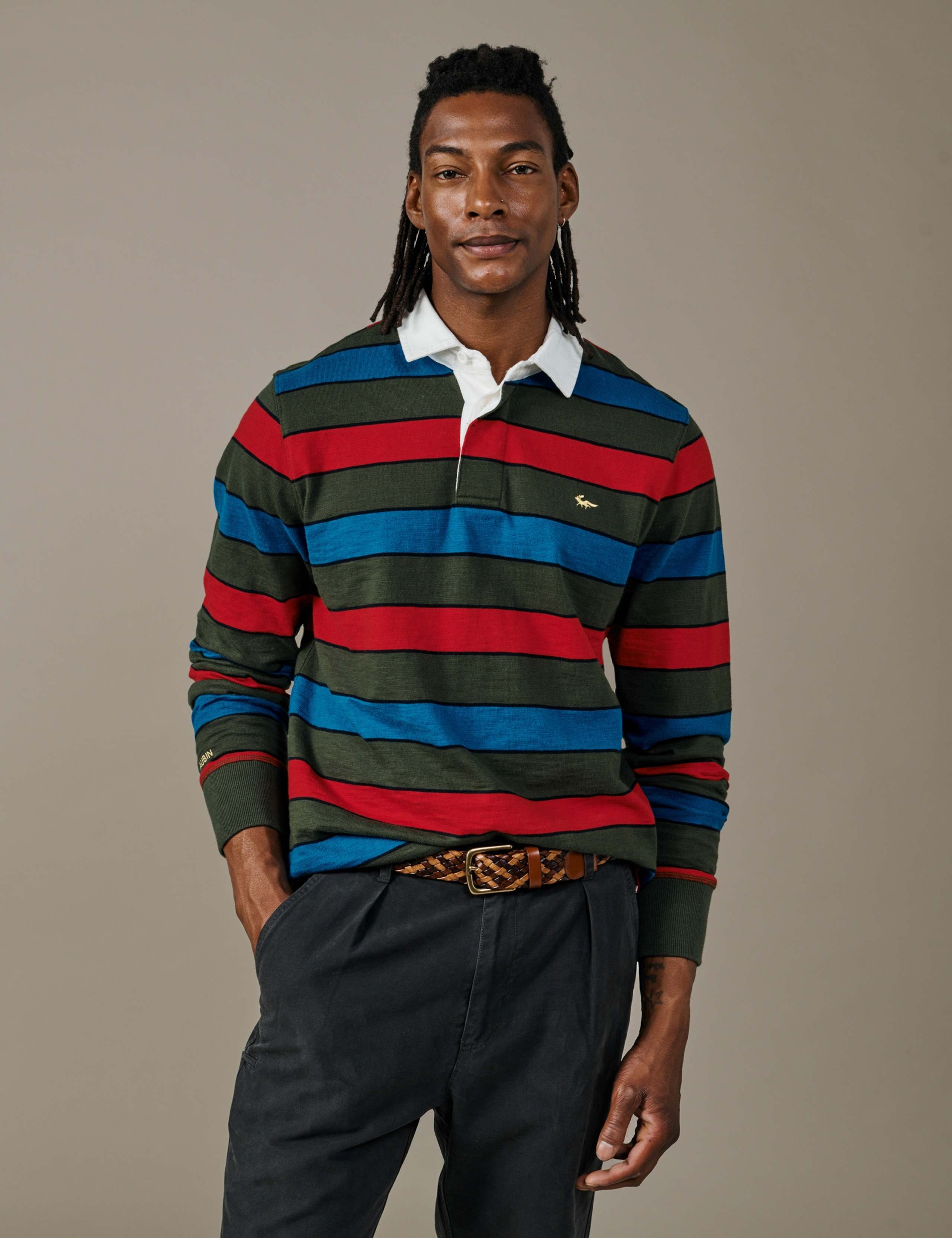 Pure Cotton Striped Long Sleeve Rugby Shirt