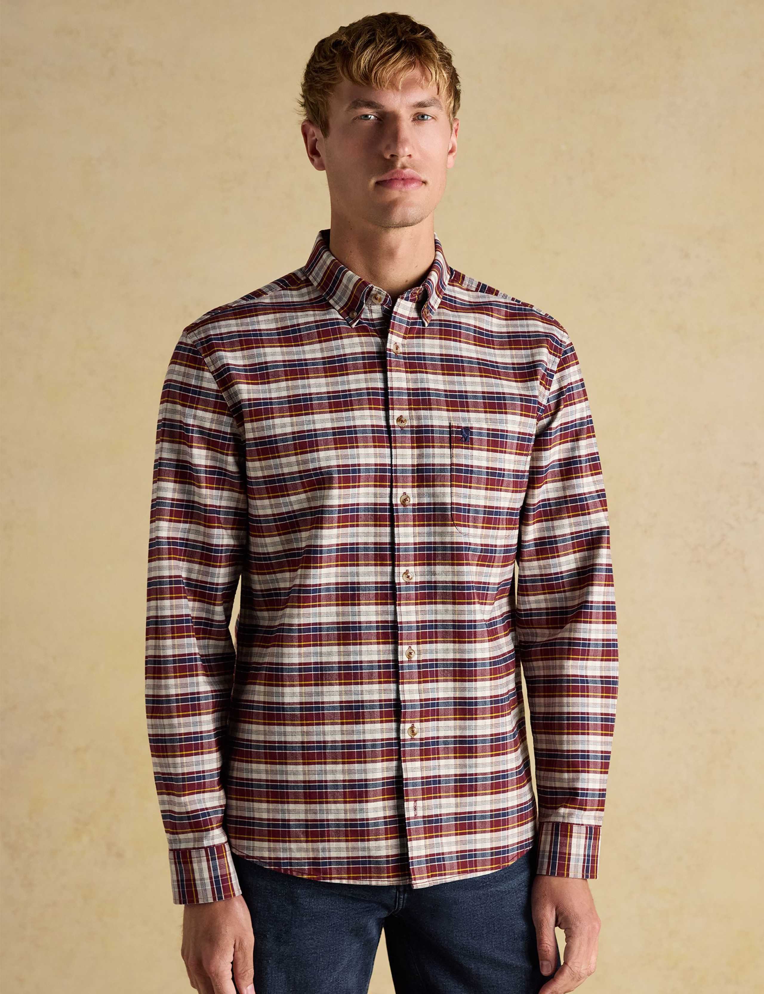 Regular Fit Pure Cotton Checked Oxford Shirt