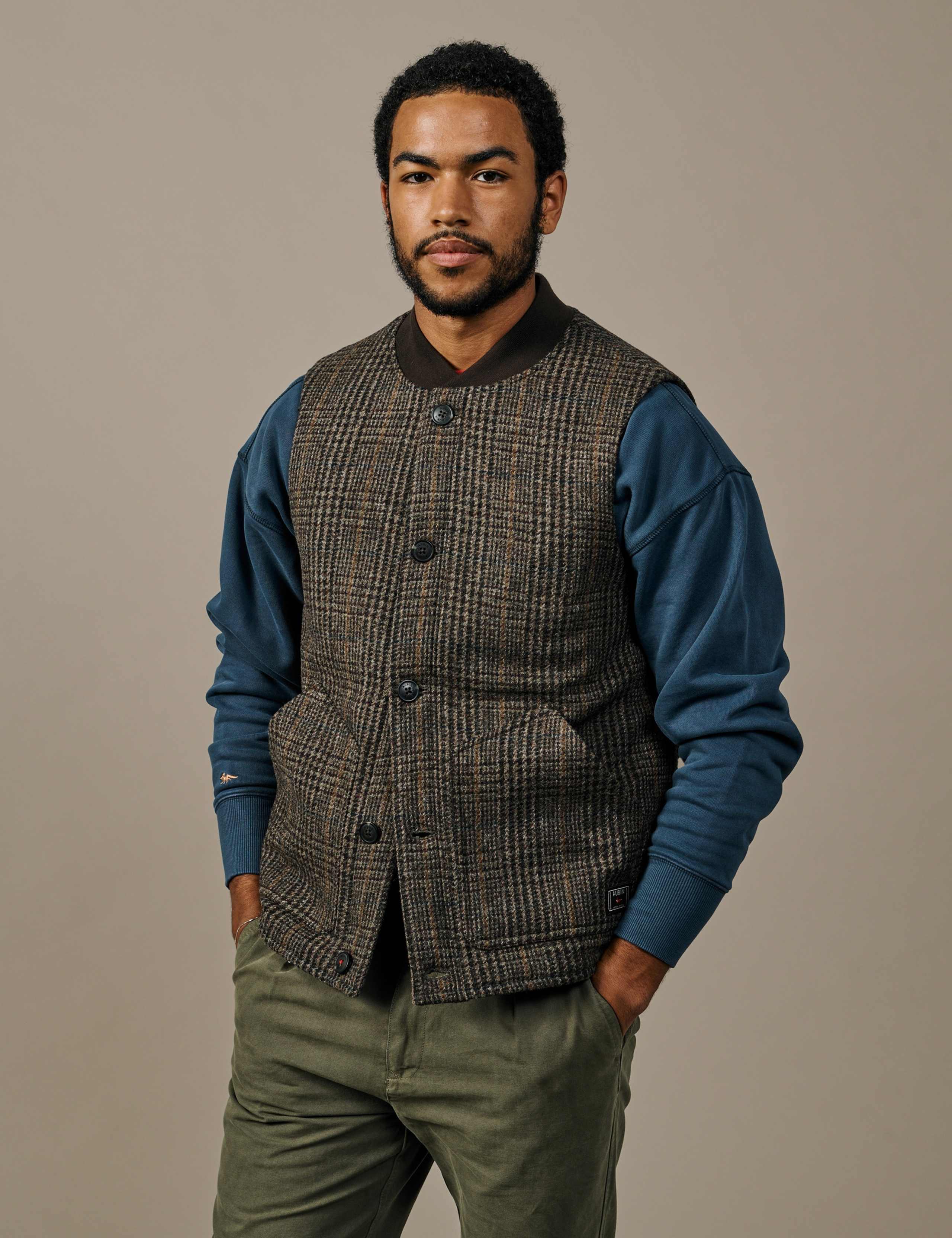 Pure Wool Checked Gilet