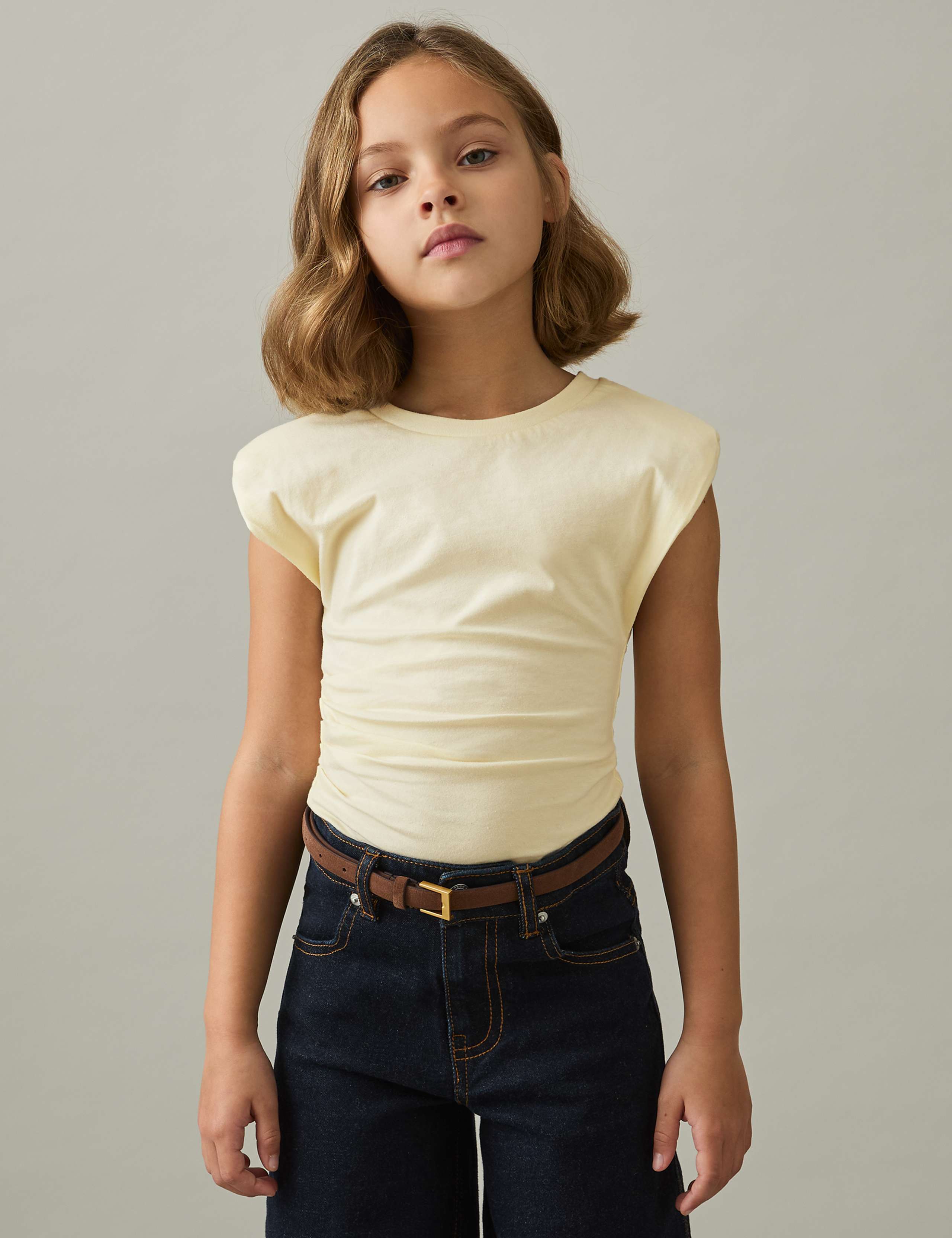 Pure Cotton Side Ruched T-Shirt (4-14 Yrs)