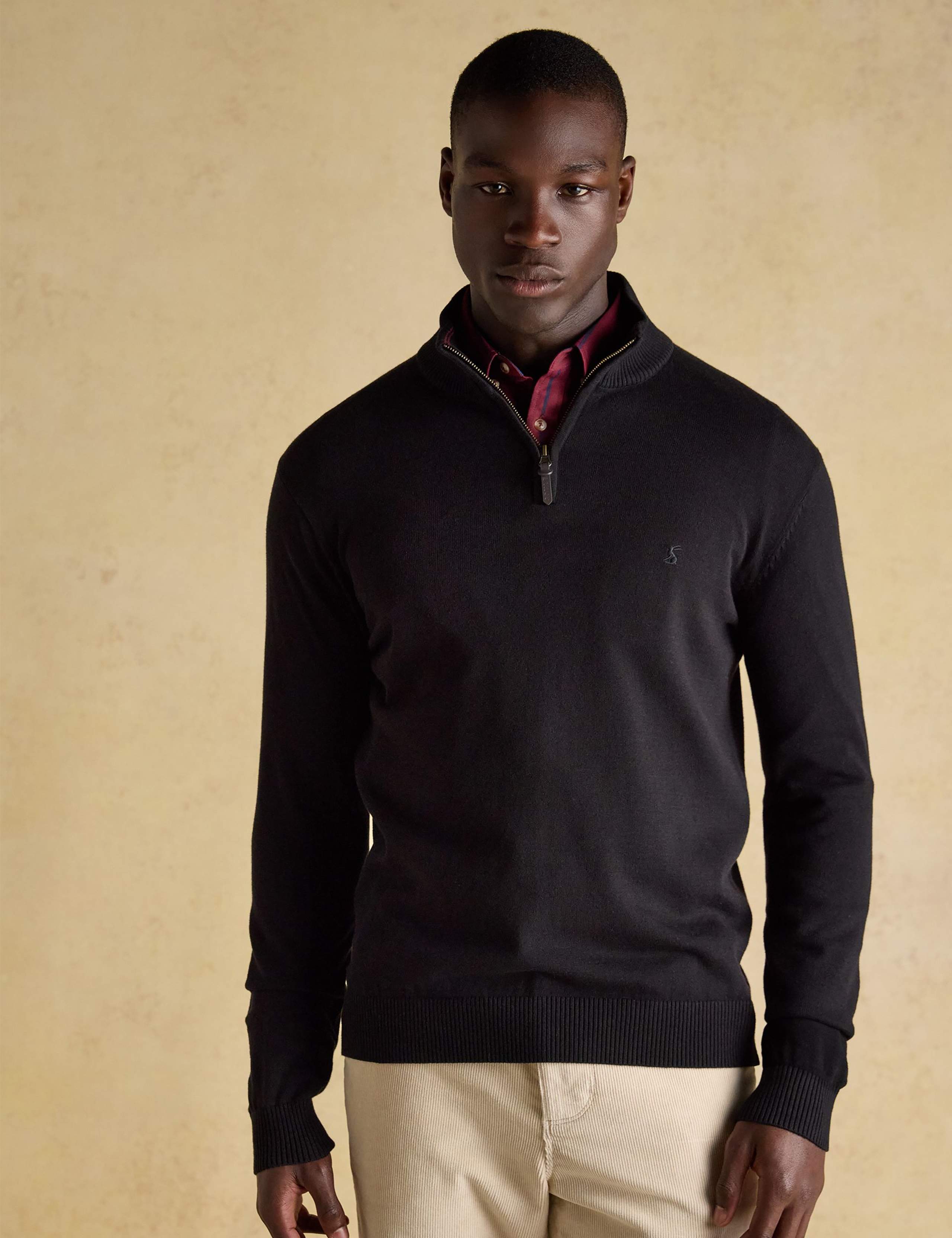 Pure Cotton Funnel Neck Half Zip Jumper
