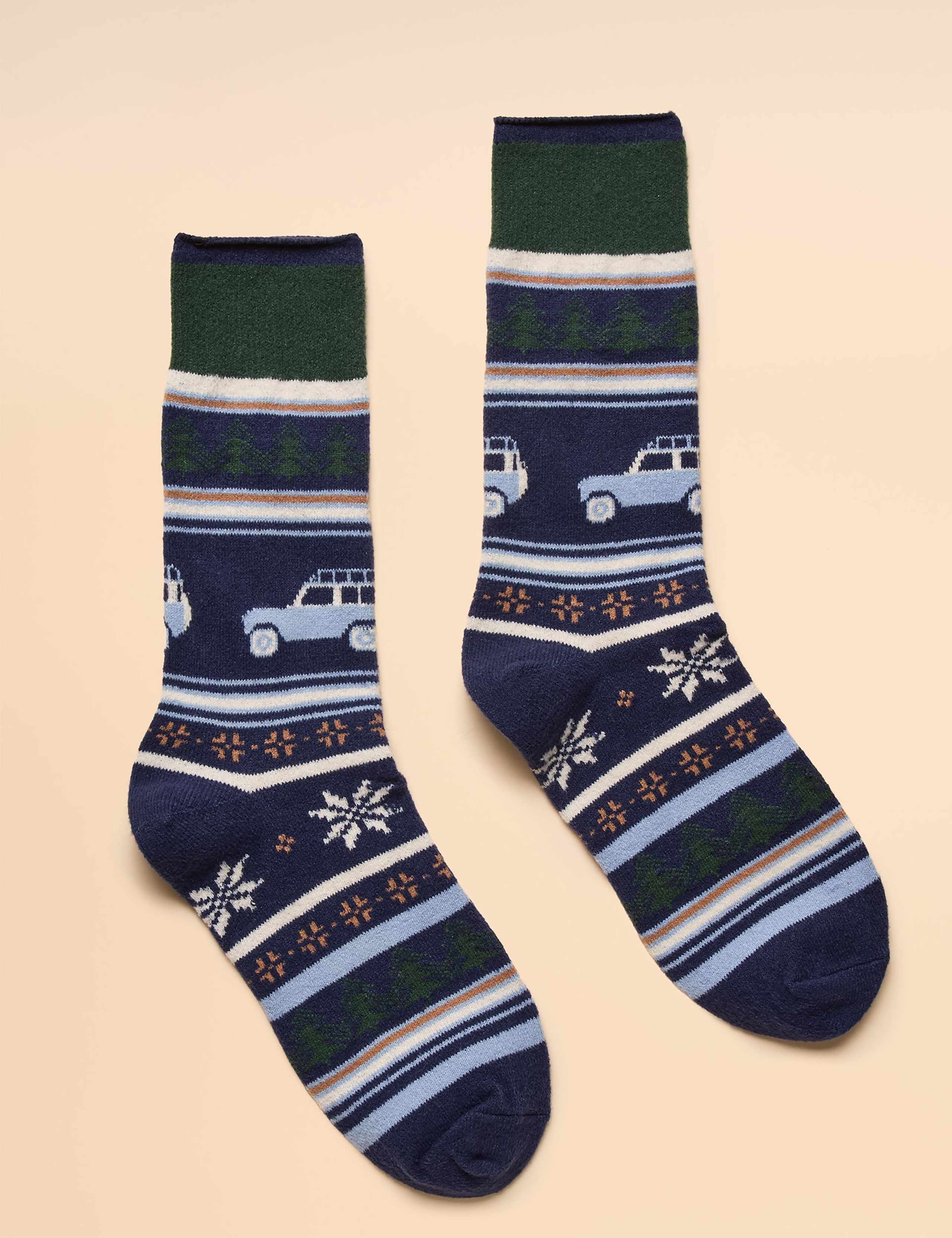 Fair Isle Ankle High Socks