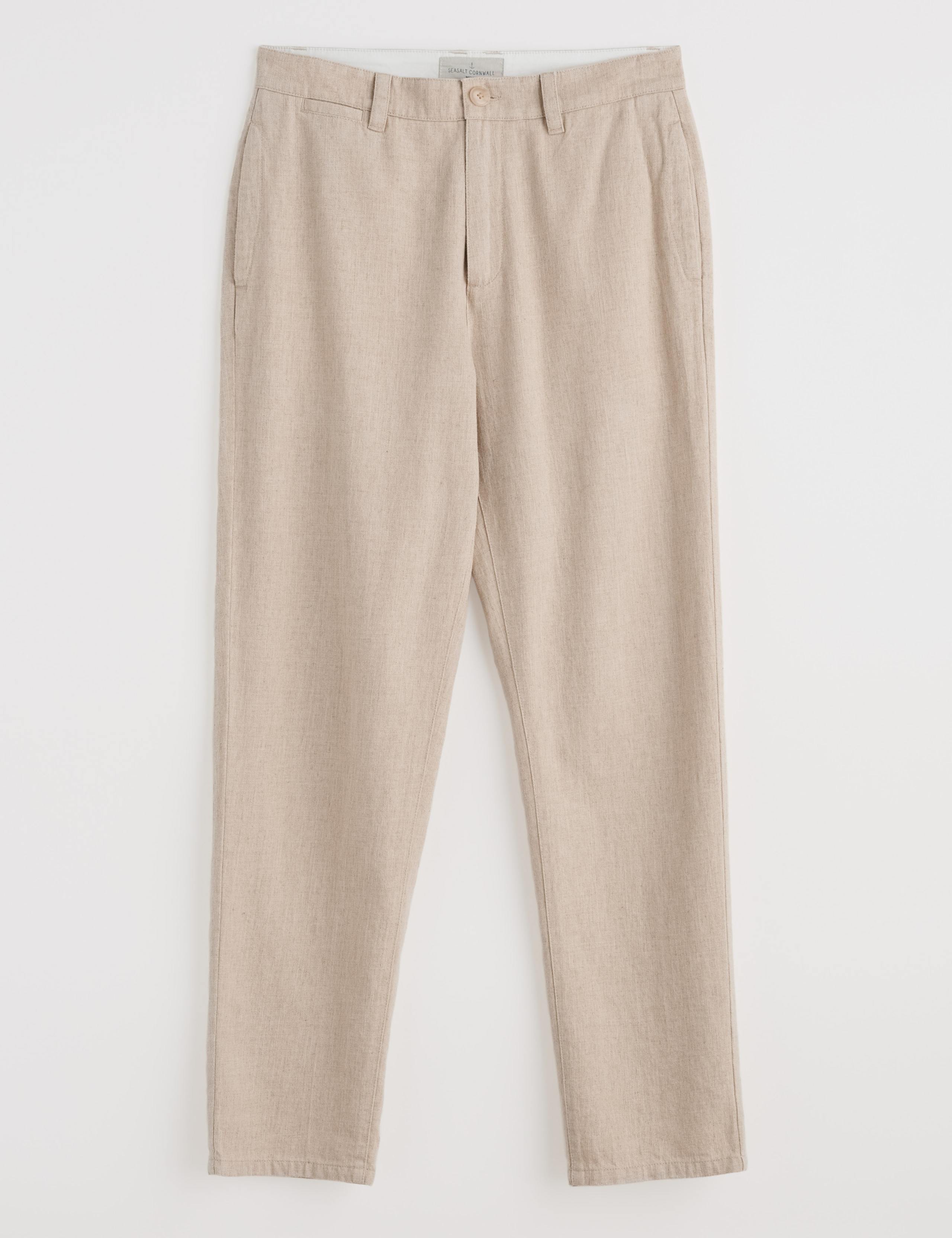 Slim Fit Linen Blend Trousers