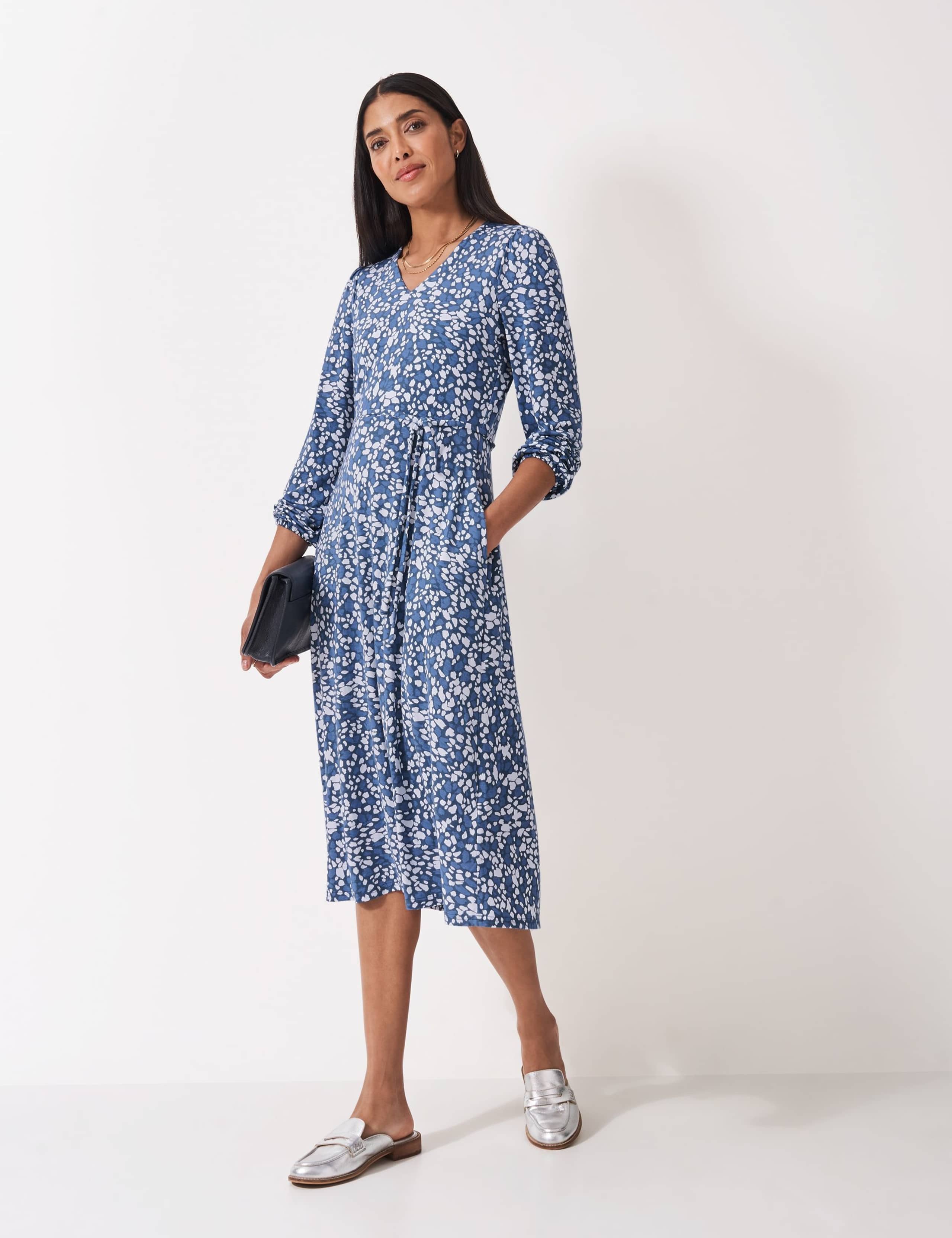 Jersey Printed Midi Waisted Dress